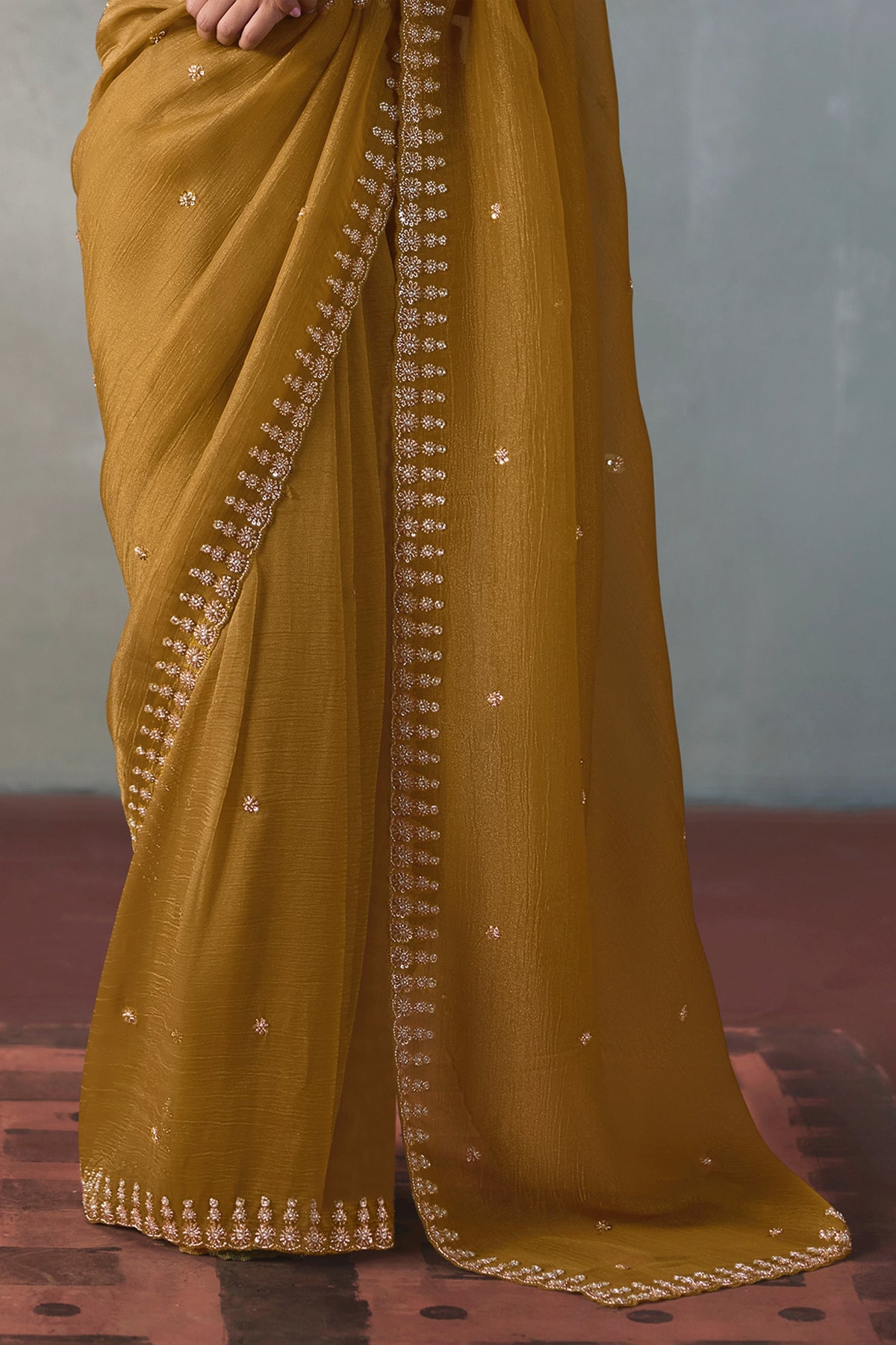 Mustard Yellow Embroidered Silk Saree-SAR13403_5_SareeButa.com