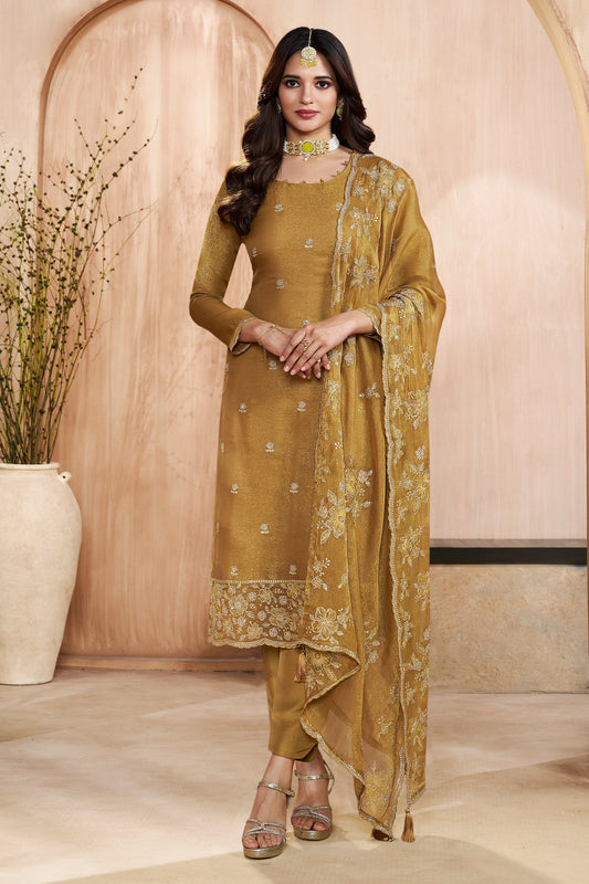 Mustard Yellow Embroidered Silk Suit-SAR11746_1_SareeButa.com