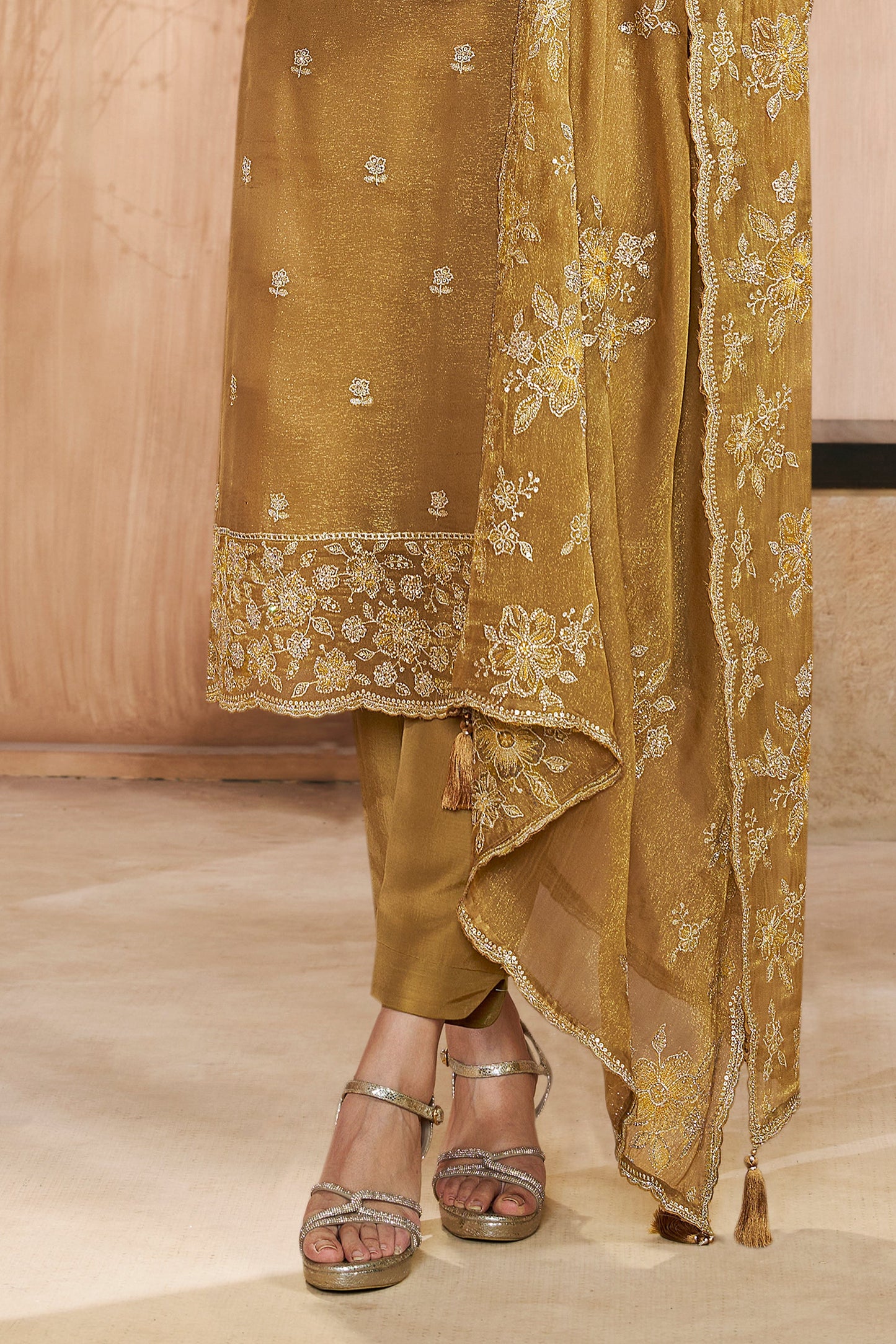 Mustard Yellow Embroidered Silk Suit-SAR11746_4_SareeButa.com