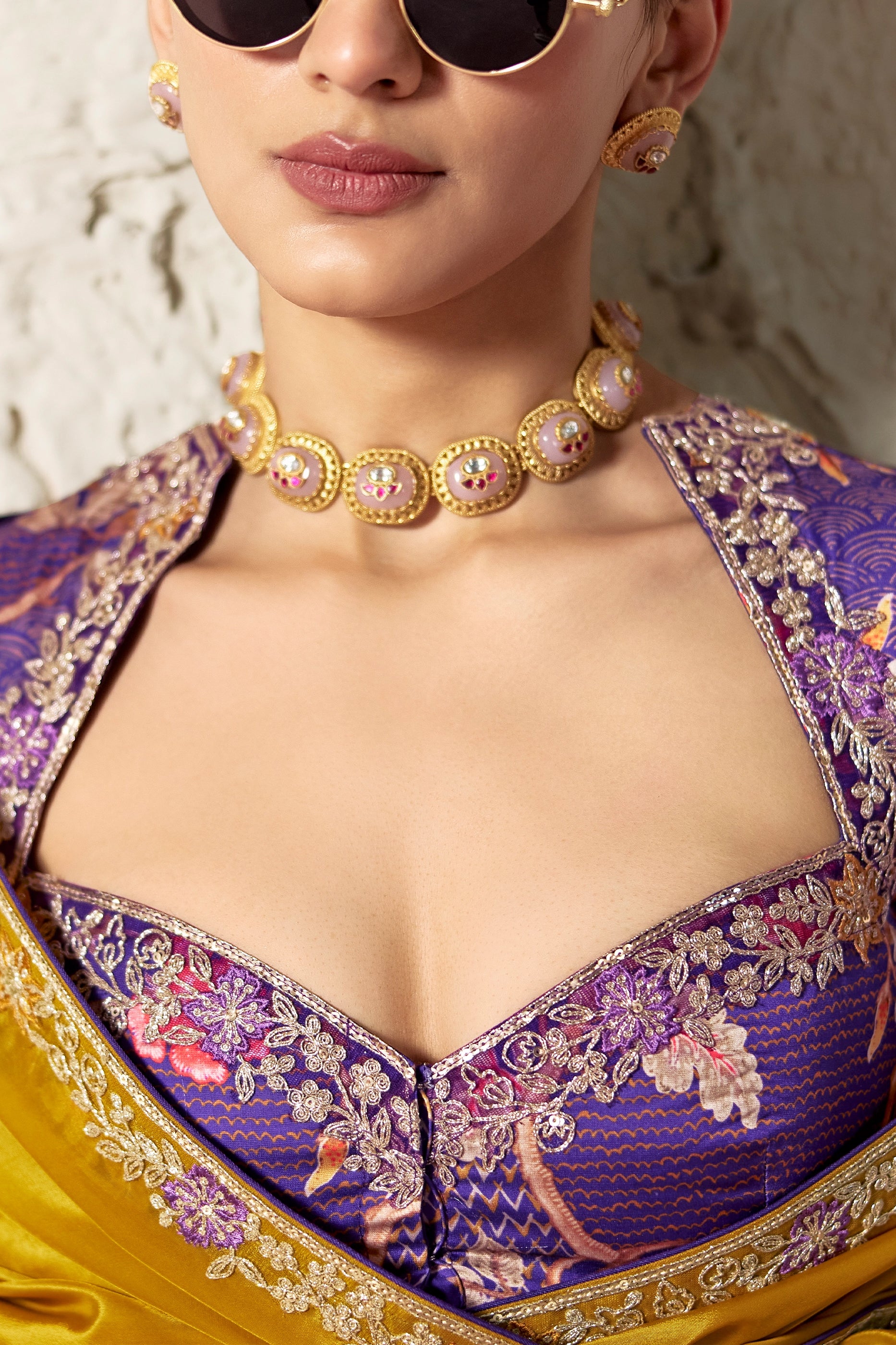 Mustard Yellow Embroidered Tissue Organza Saree-SAR12780_2_SareeButa.com