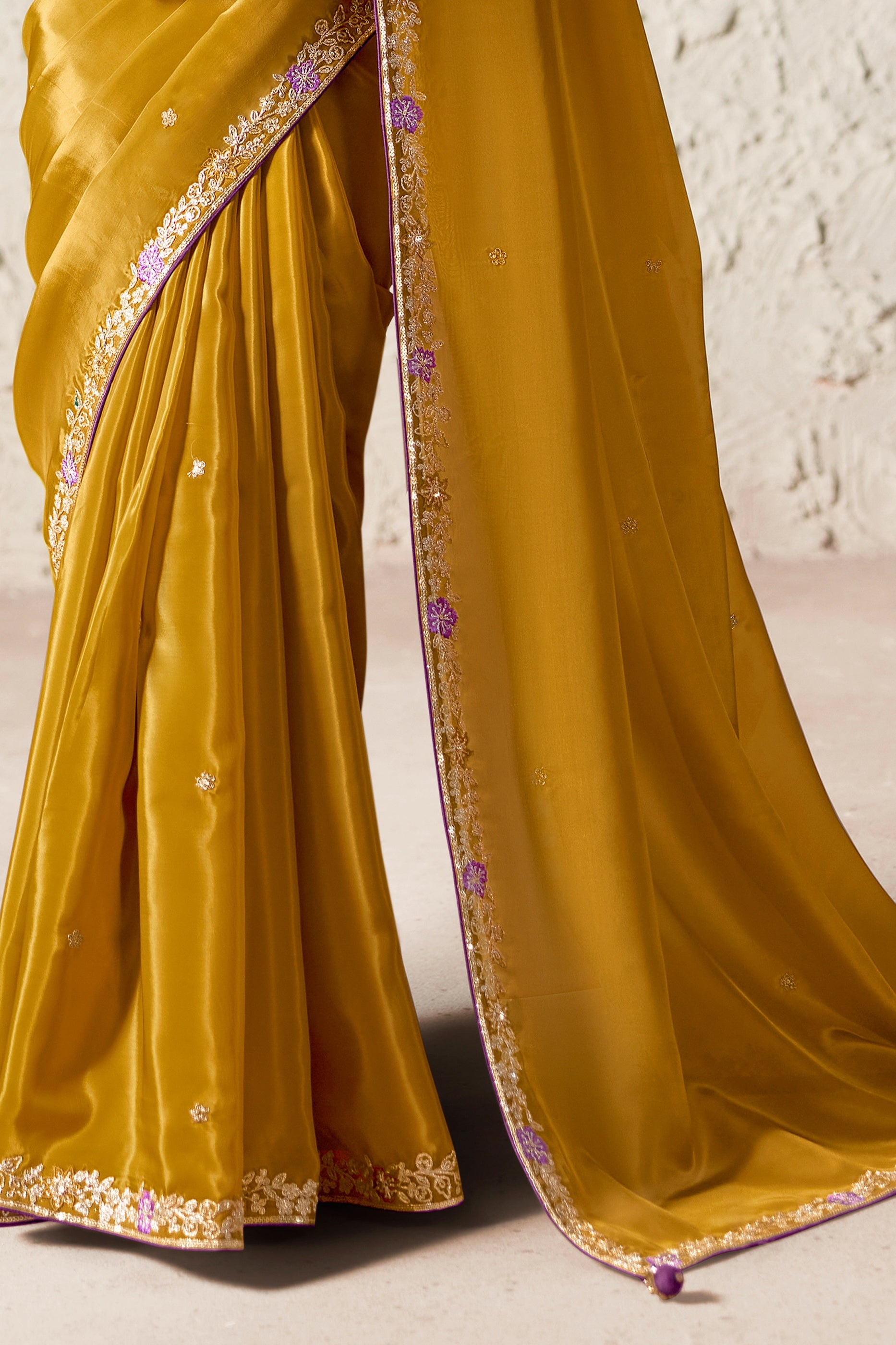 Mustard Yellow Embroidered Tissue Organza Saree-SAR12780_4_SareeButa.com