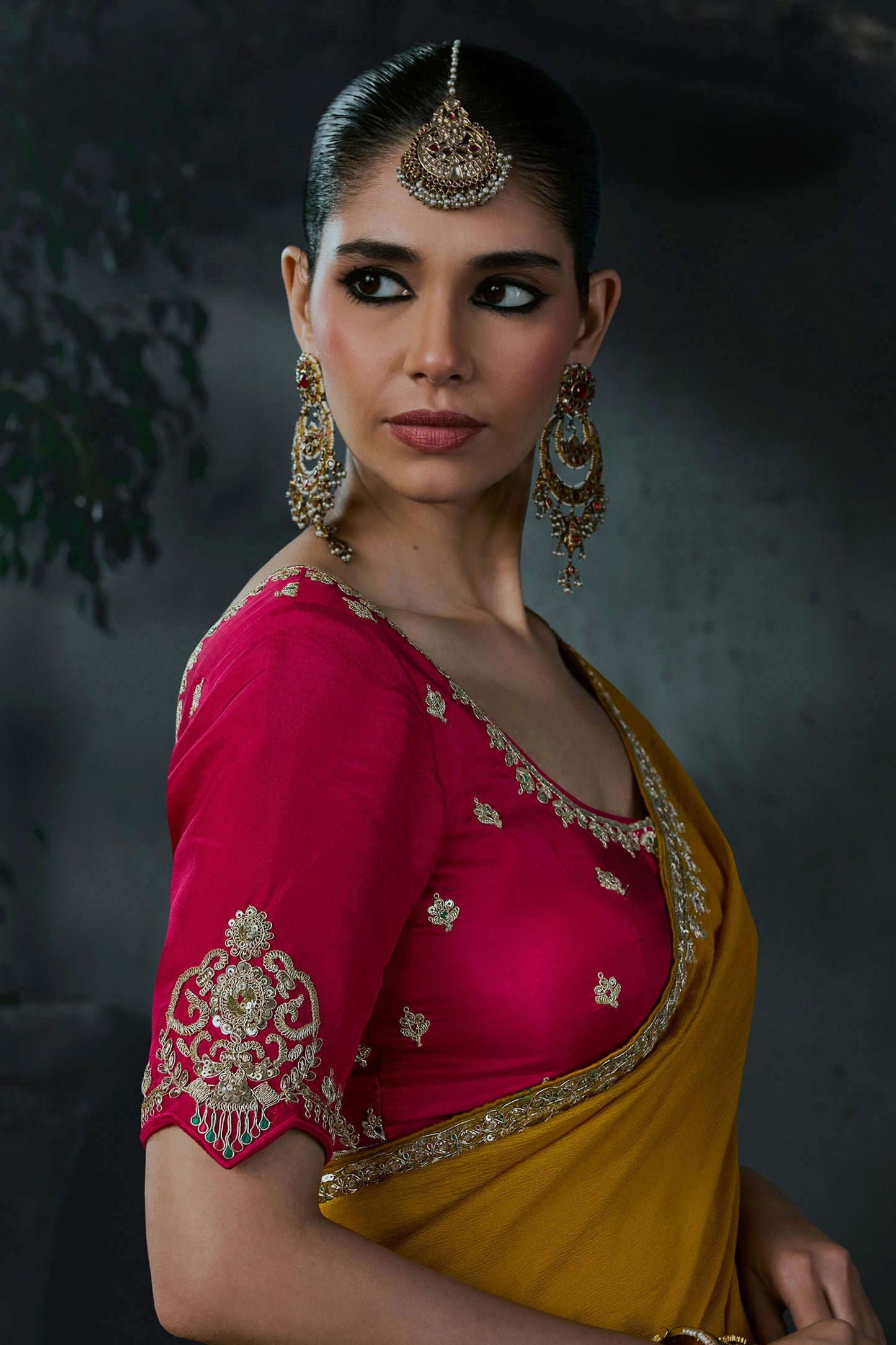 Mustard Yellow Embroidered Tissue Organza Saree-SAR13108_3_SareeButa.com