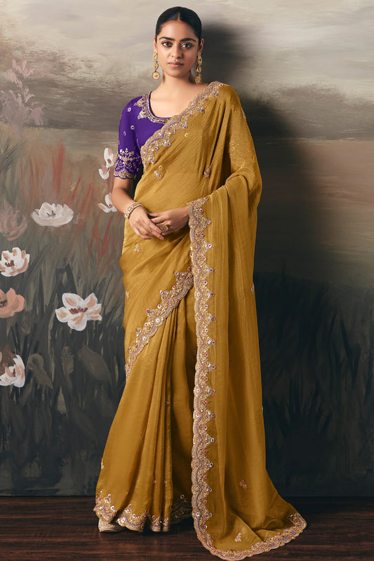 Mustard Yellow Embroidered Tissue Saree-SAR10834_1_SareeButa.com