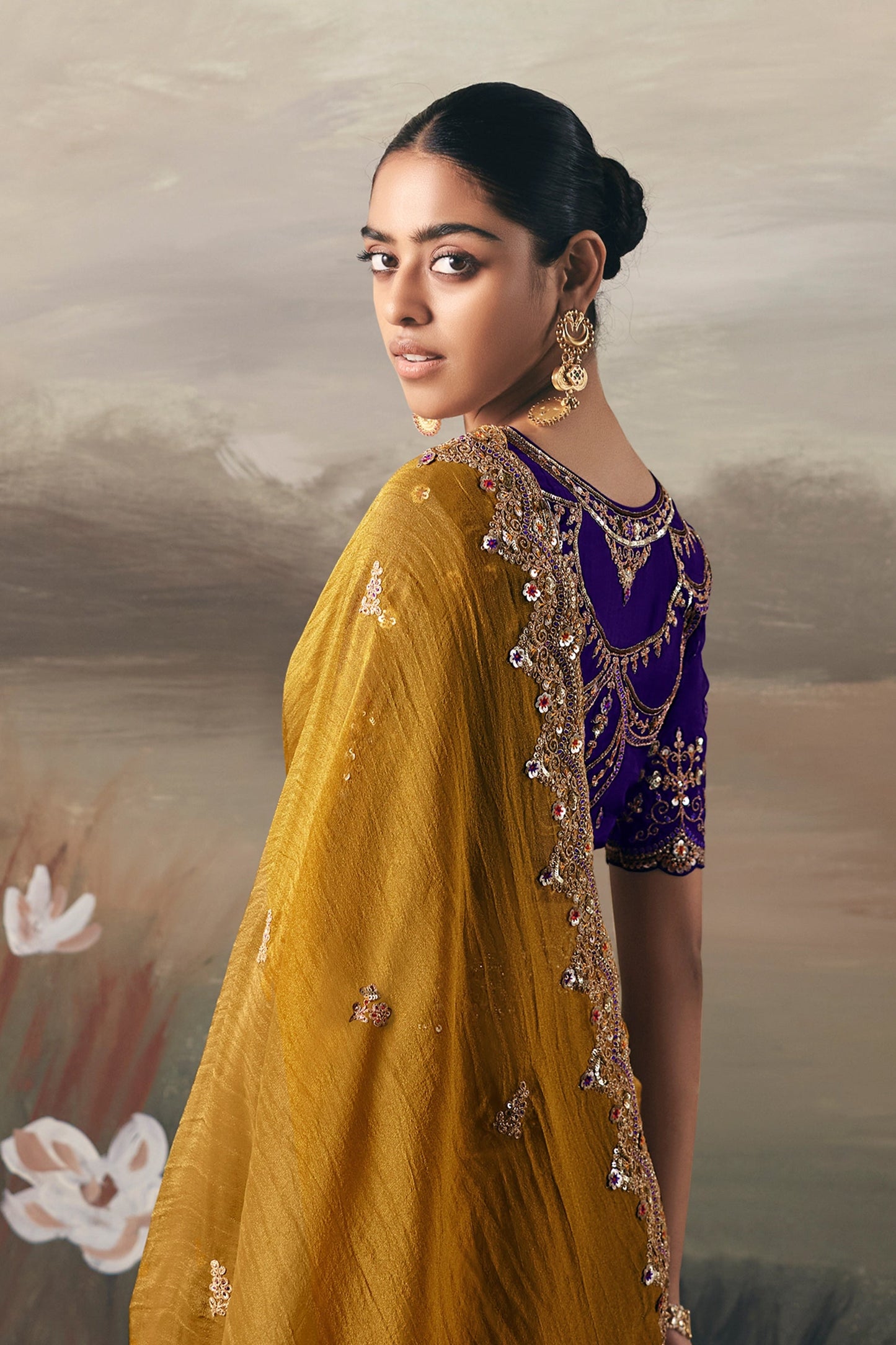 Mustard Yellow Embroidered Tissue Saree-SAR10834_2_SareeButa.com