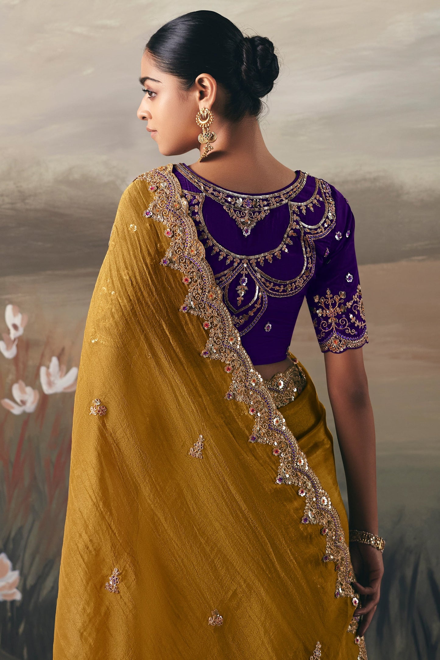 Mustard Yellow Embroidered Tissue Saree-SAR10834_4_SareeButa.com