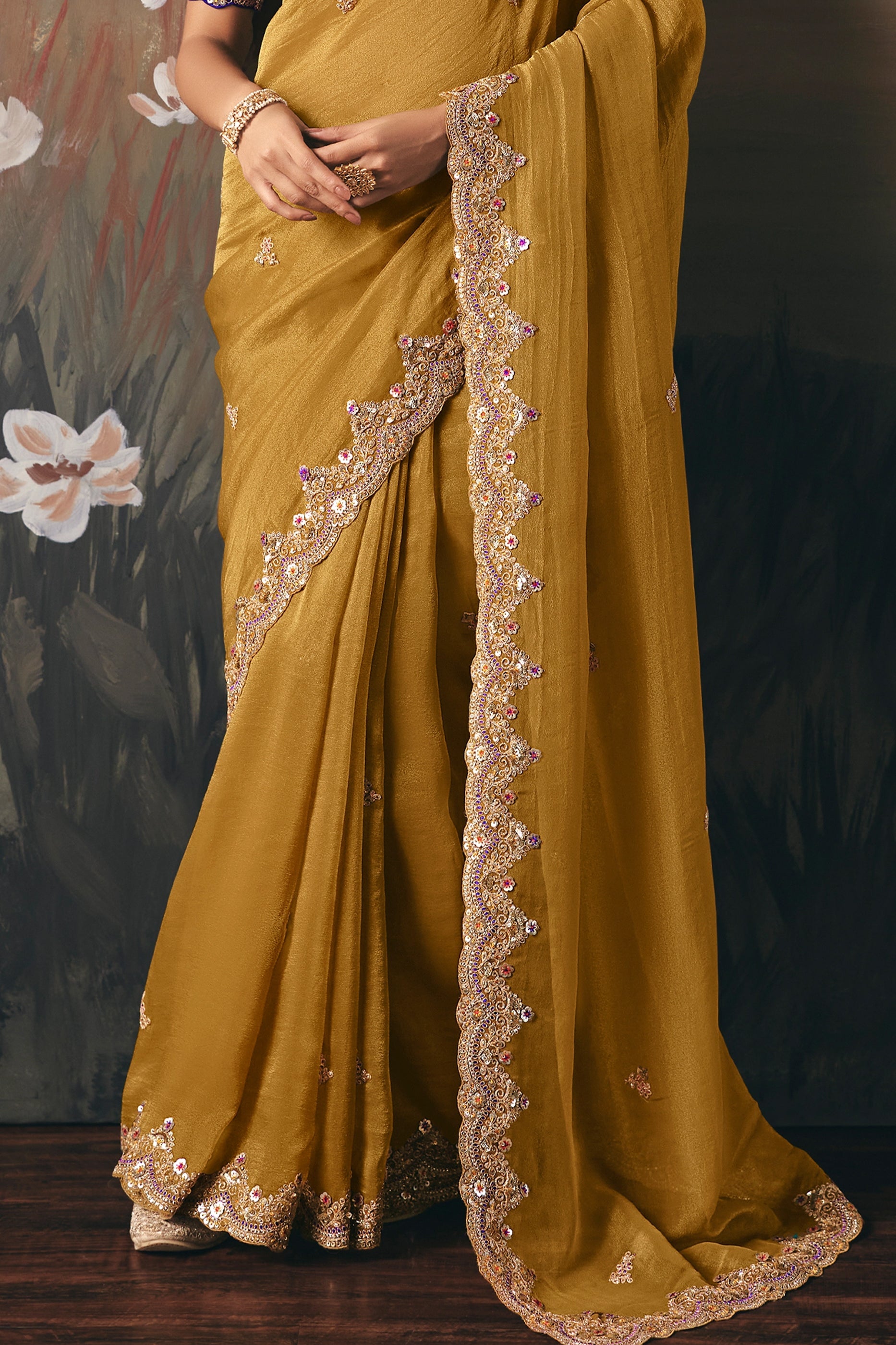 Mustard Yellow Embroidered Tissue Saree-SAR10834_5_SareeButa.com
