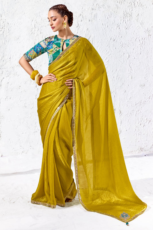 Mustard Yellow Embroidered Tissue Silk Saree-SAR13147_1_SareeButa.com