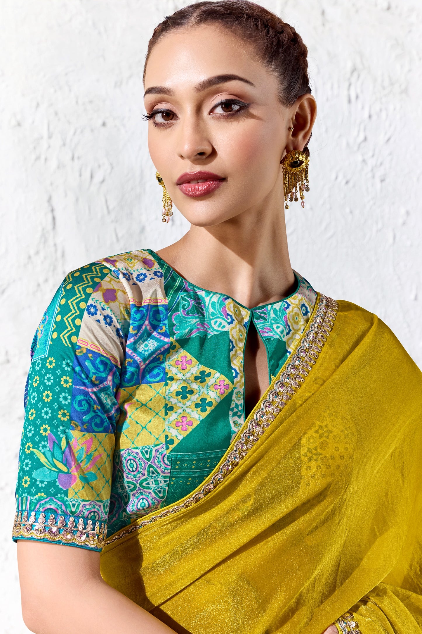 Mustard Yellow Embroidered Tissue Silk Saree-SAR13147_2_SareeButa.com