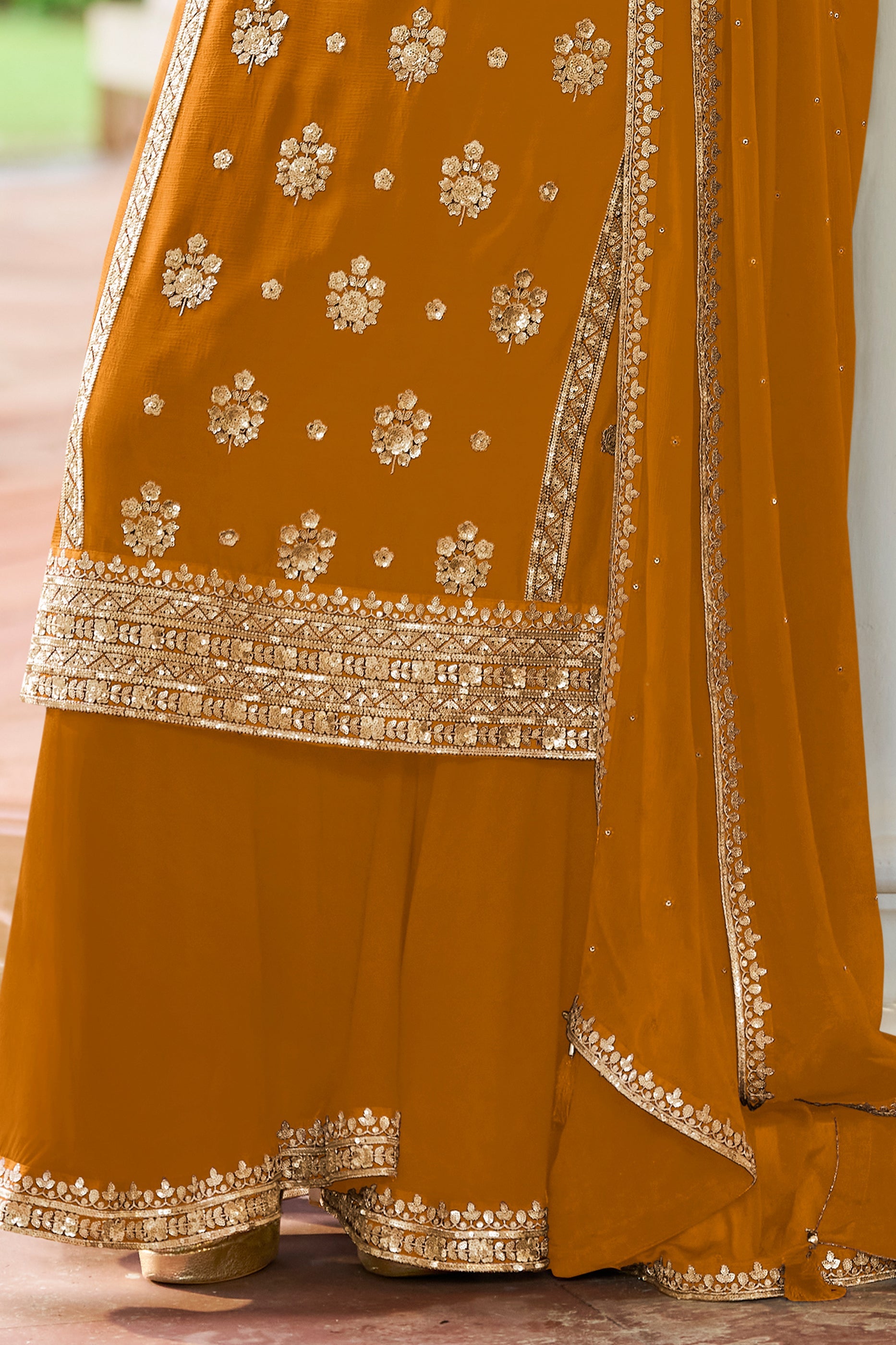 Mustard Yellow Readymade Embroidered Chinon Suit-SAR12135_4_SareeButa.com