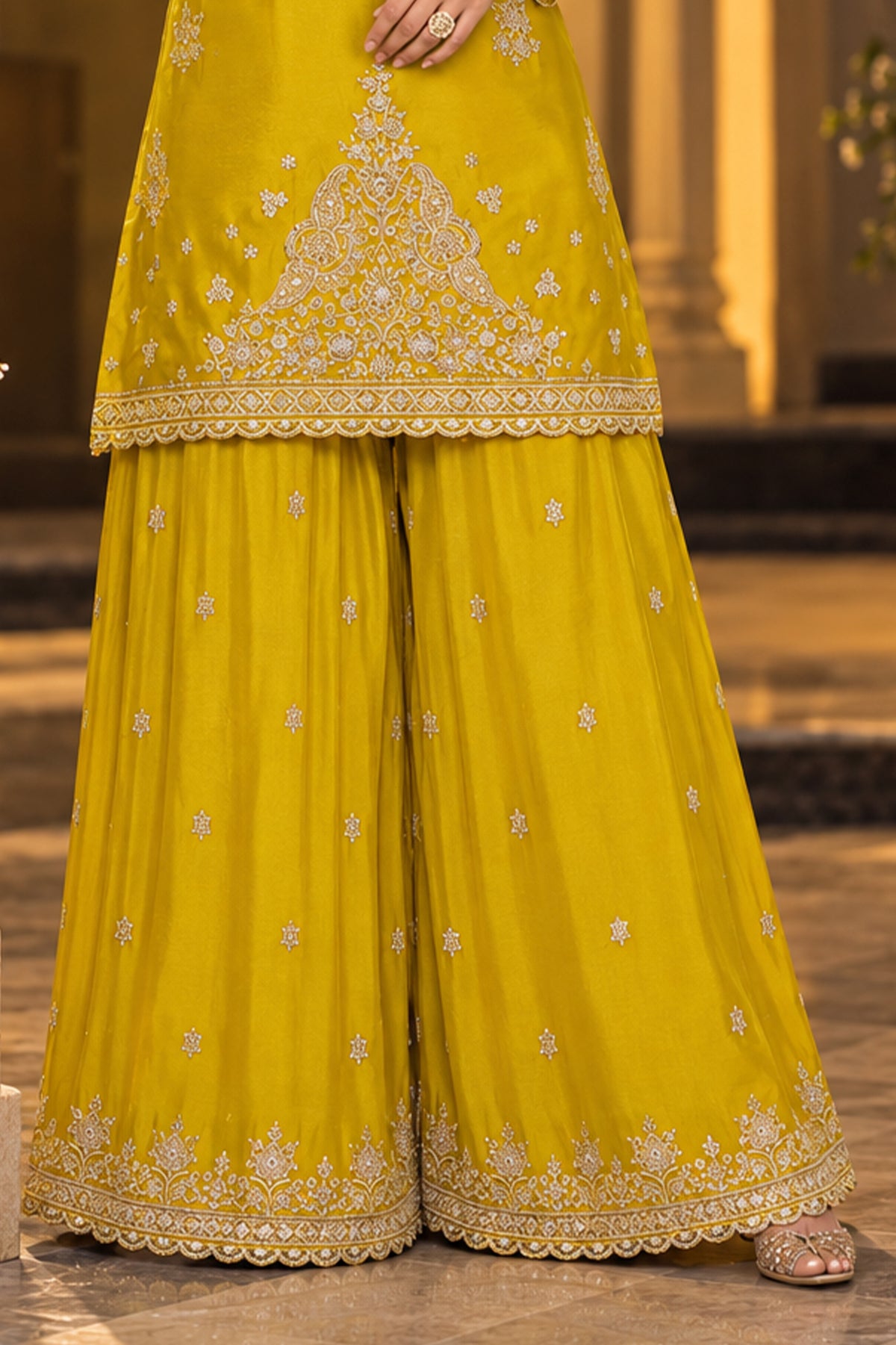 Mustard Yellow Readymade Embroidered Chinon Suit-SAR13555_6_SareeButa.com