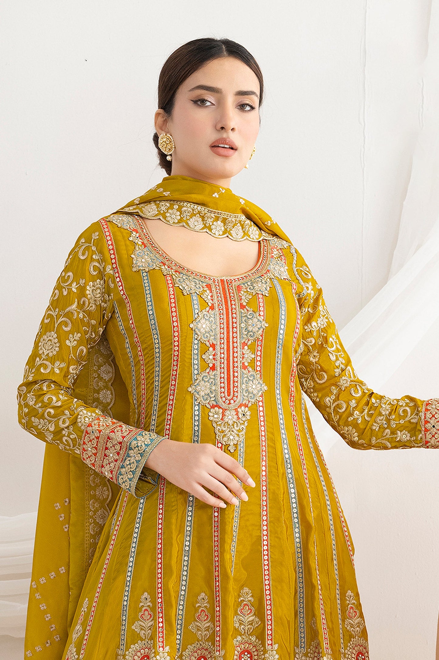 Mustard Yellow Readymade Embroidered Silk Anarkali Suit-SAR11109_4_SareeButa.com