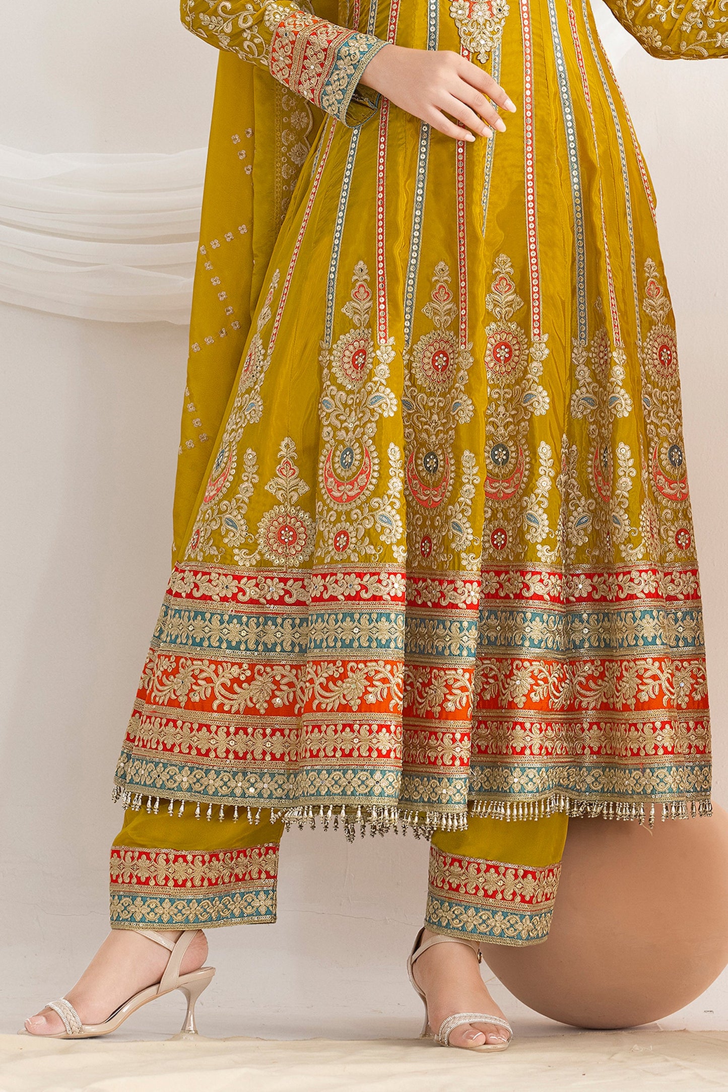 Mustard Yellow Readymade Embroidered Silk Anarkali Suit-SAR11109_5_SareeButa.com