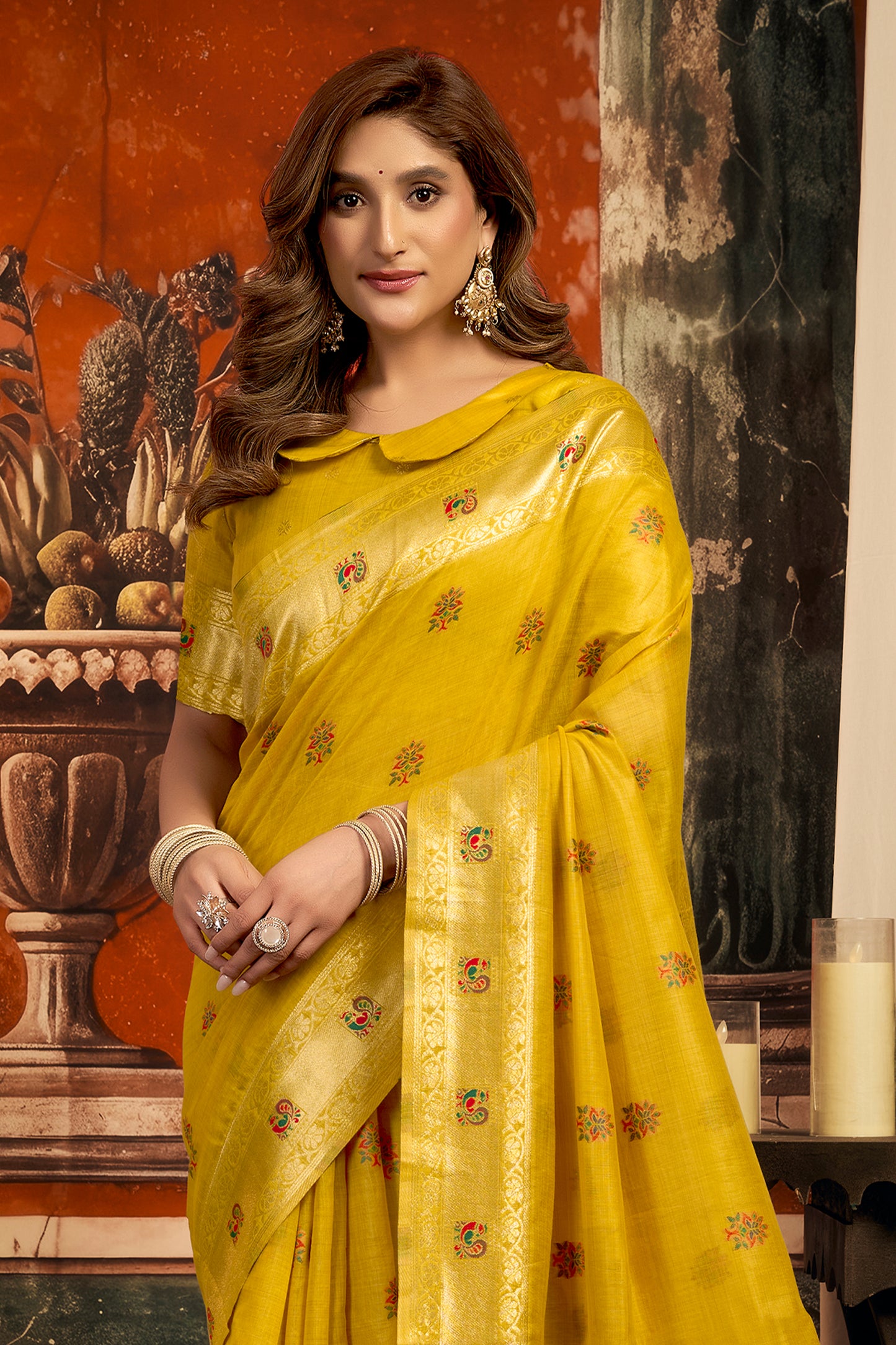 Mustard Yellow Woven Kota Silk Paithani Saree-SAR12742_4_SareeButa.com