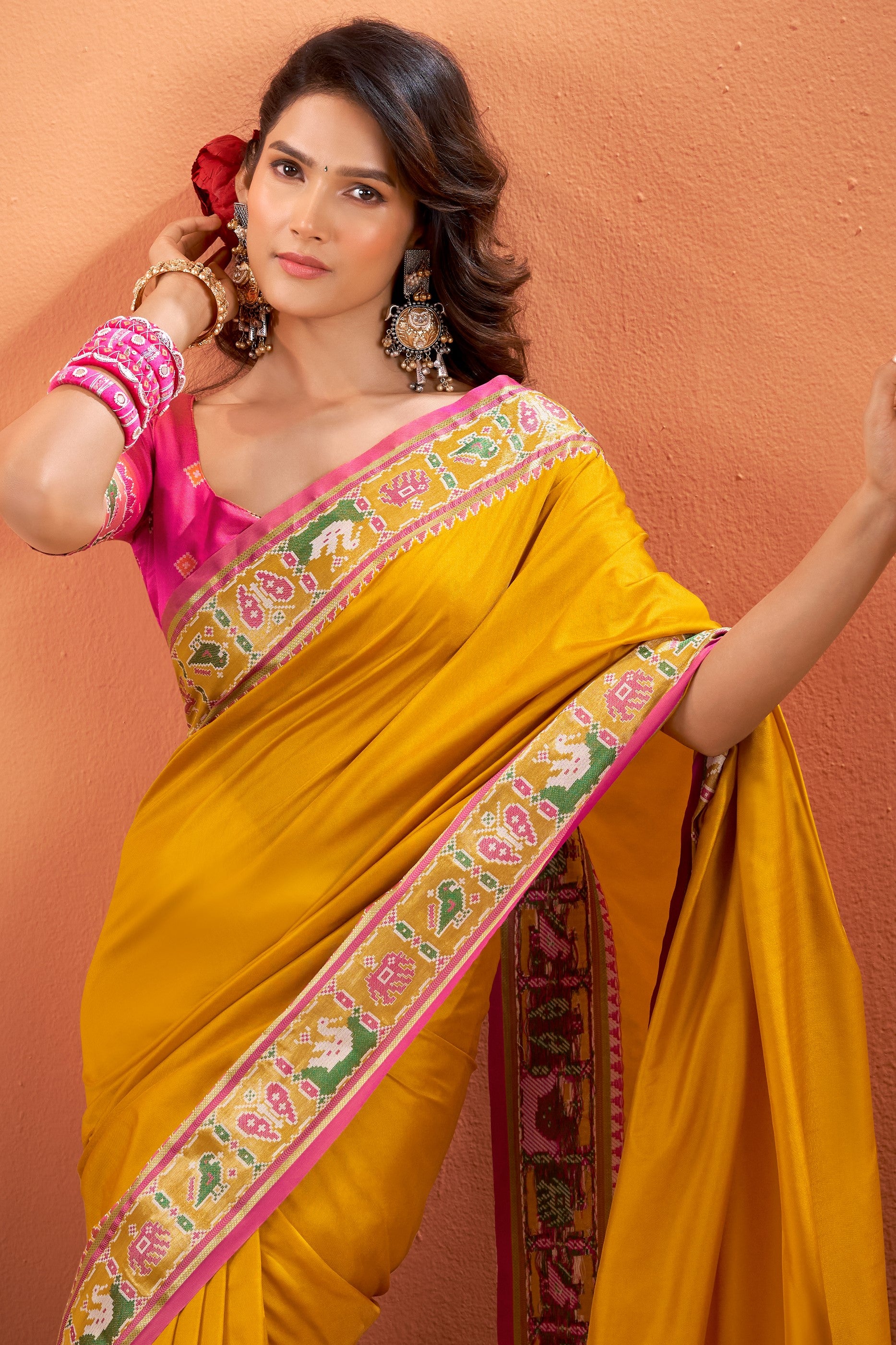 Mustard Yellow Woven Patola Silk Saree-SAR10037_2_SareeButa.com