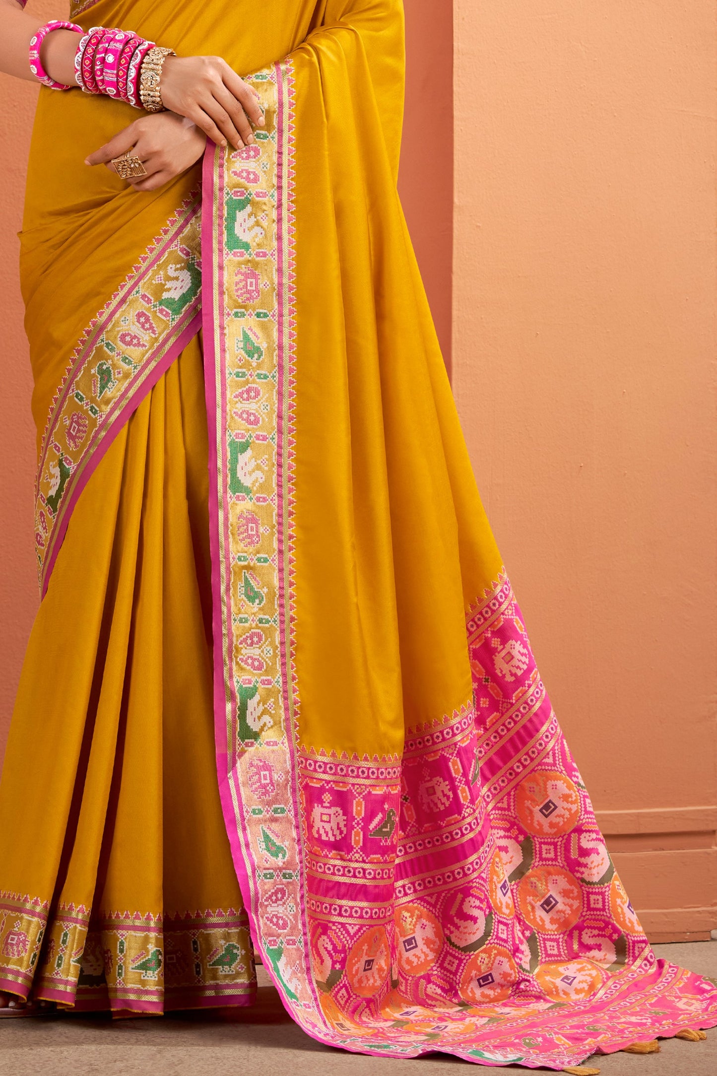 Mustard Yellow Woven Patola Silk Saree-SAR10037_5_SareeButa.com