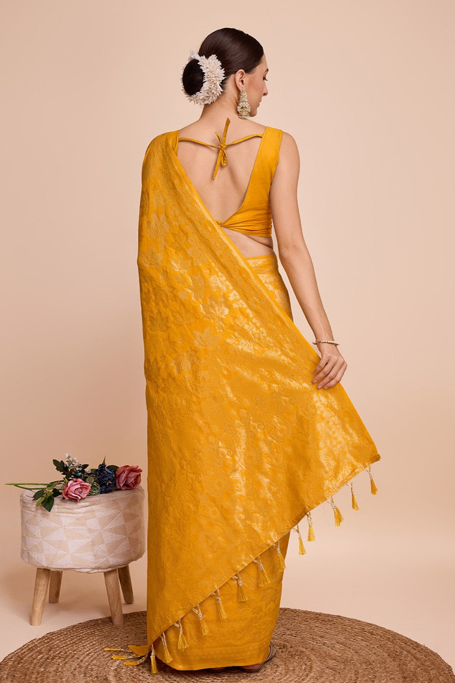 Mustard Yellow Woven Silk Saree-ZB131443_2