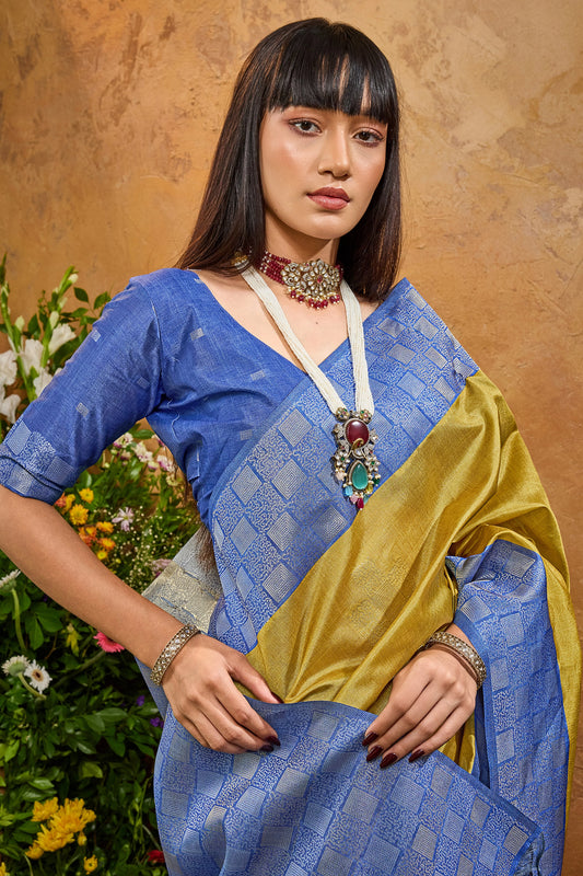 Mustard Yellow Woven Silk Saree
-SAR11927_2_SareeButa.com