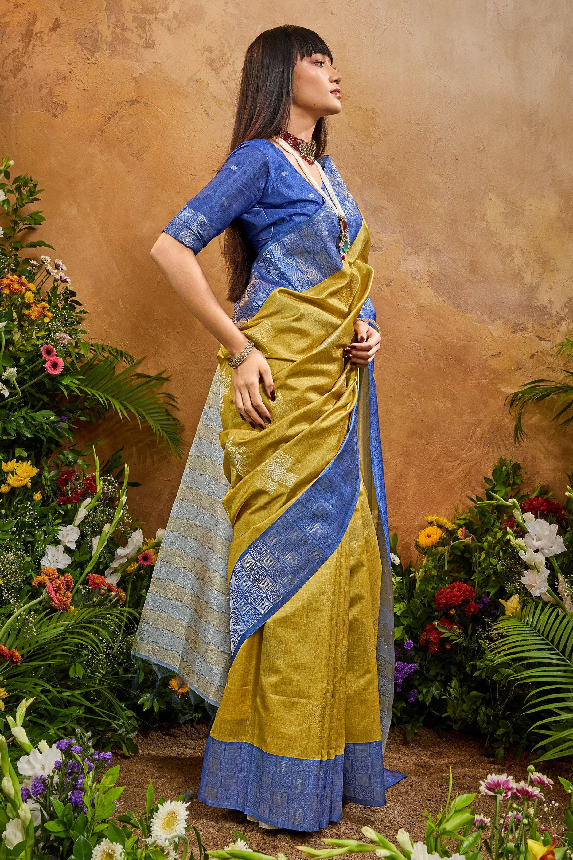 Mustard Yellow Woven Silk Saree
-SAR11927_3_SareeButa.com