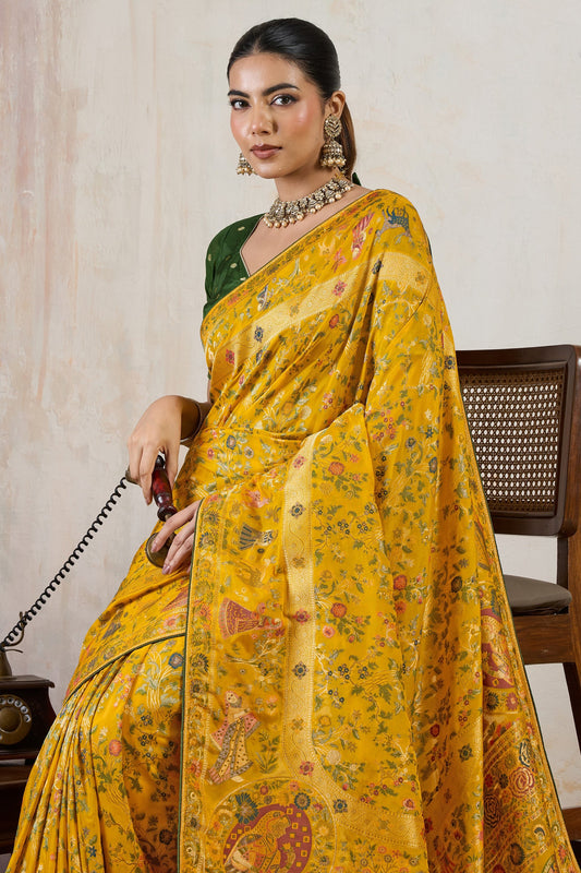 Mustard Yellow Woven Soft Silk Saree-SAR10544_2_SareeButa.com
