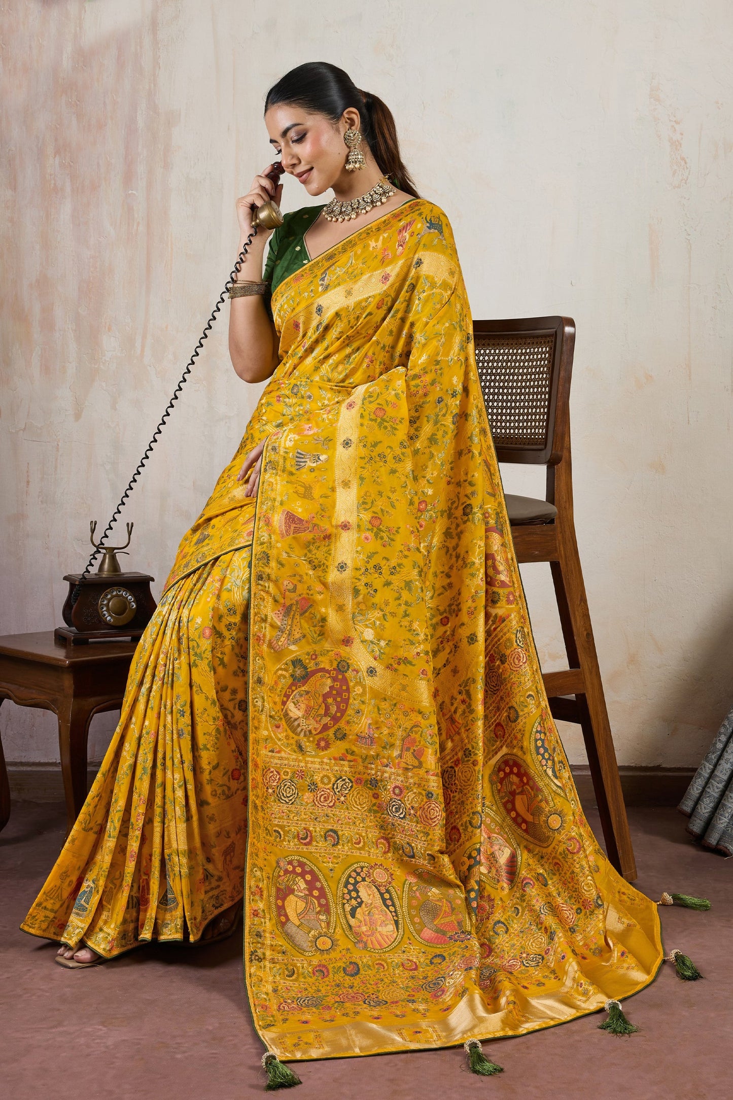Mustard Yellow Woven Soft Silk Saree-SAR10544_3_SareeButa.com