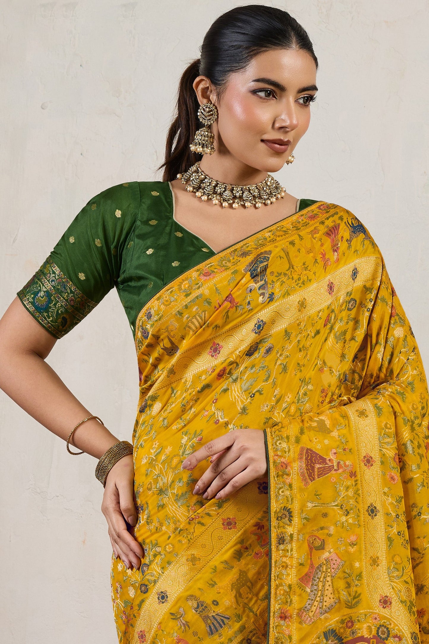 Mustard Yellow Woven Soft Silk Saree-SAR10544_4_SareeButa.com