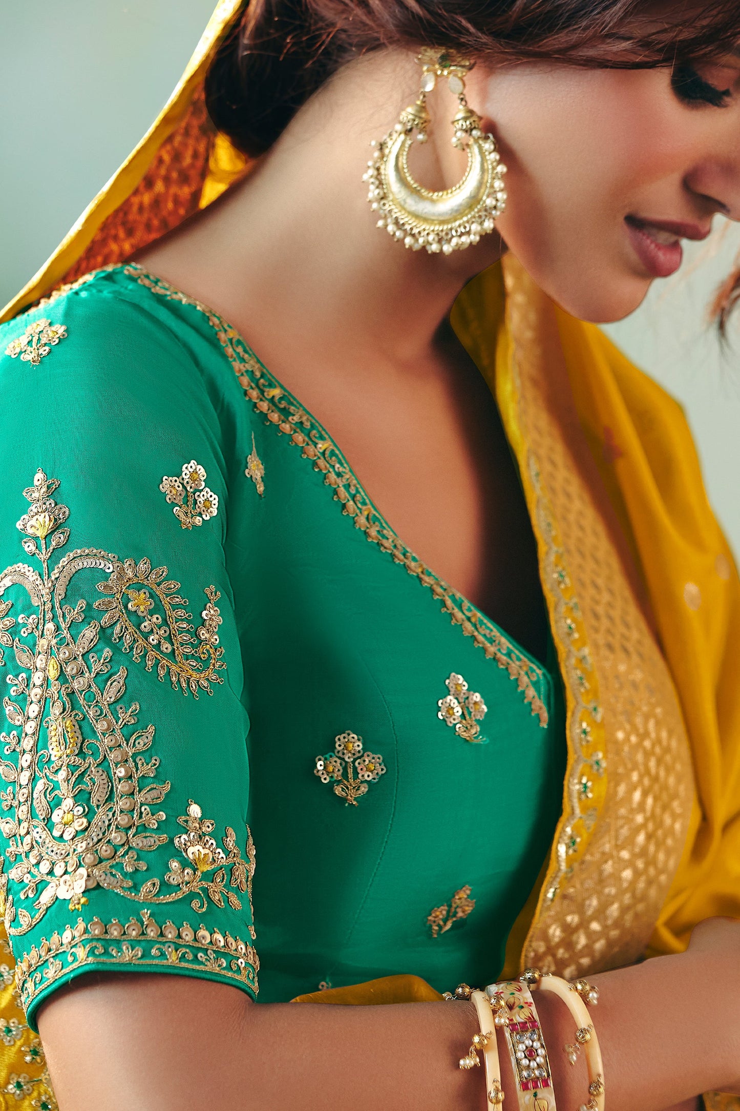 Mustard Yellow Woven Viscose Silk Banarasi Saree-SAR10578_4_SareeButa.com