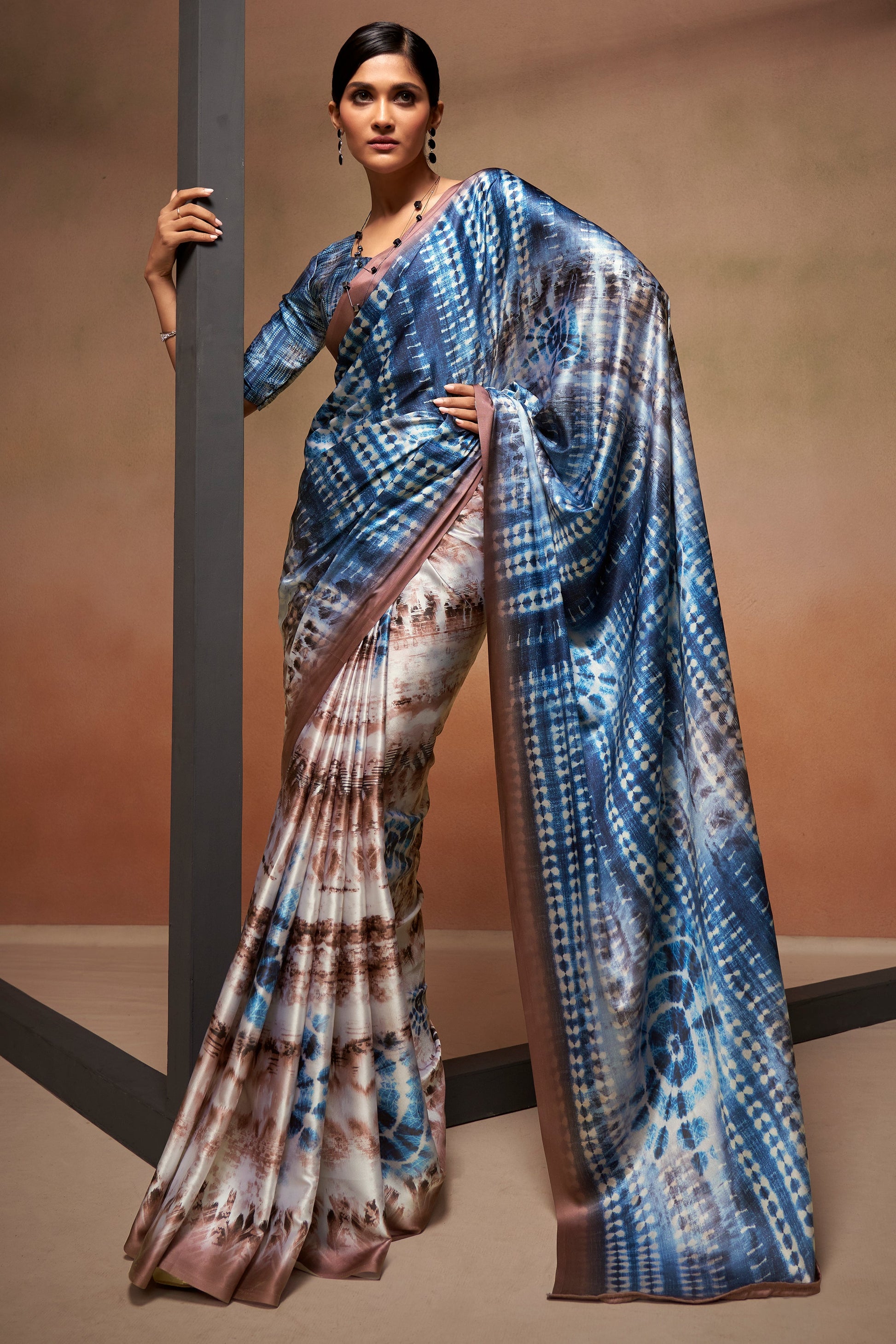 Mutlicolor Printed Satin Crepe Saree-ZB133795_1_SareeButa.com