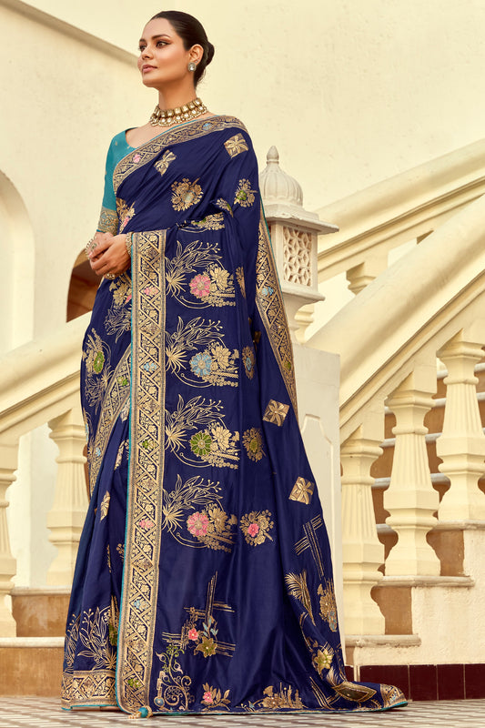 Navy Blue Dola Silk Saree with Cutdana Work-ZB134585_1_SareeButa.com