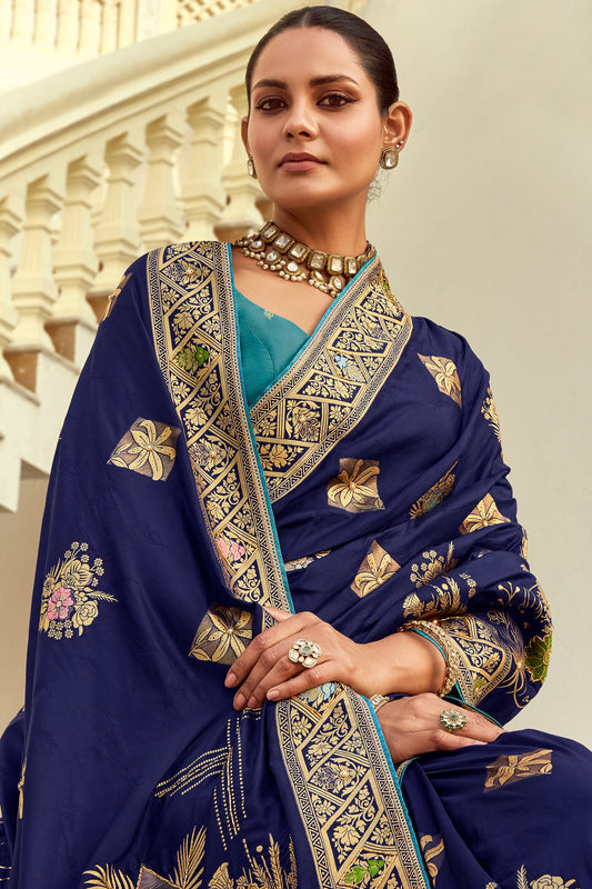 Navy Blue Dola Silk Saree with Cutdana Work-ZB134585_2_SareeButa.com