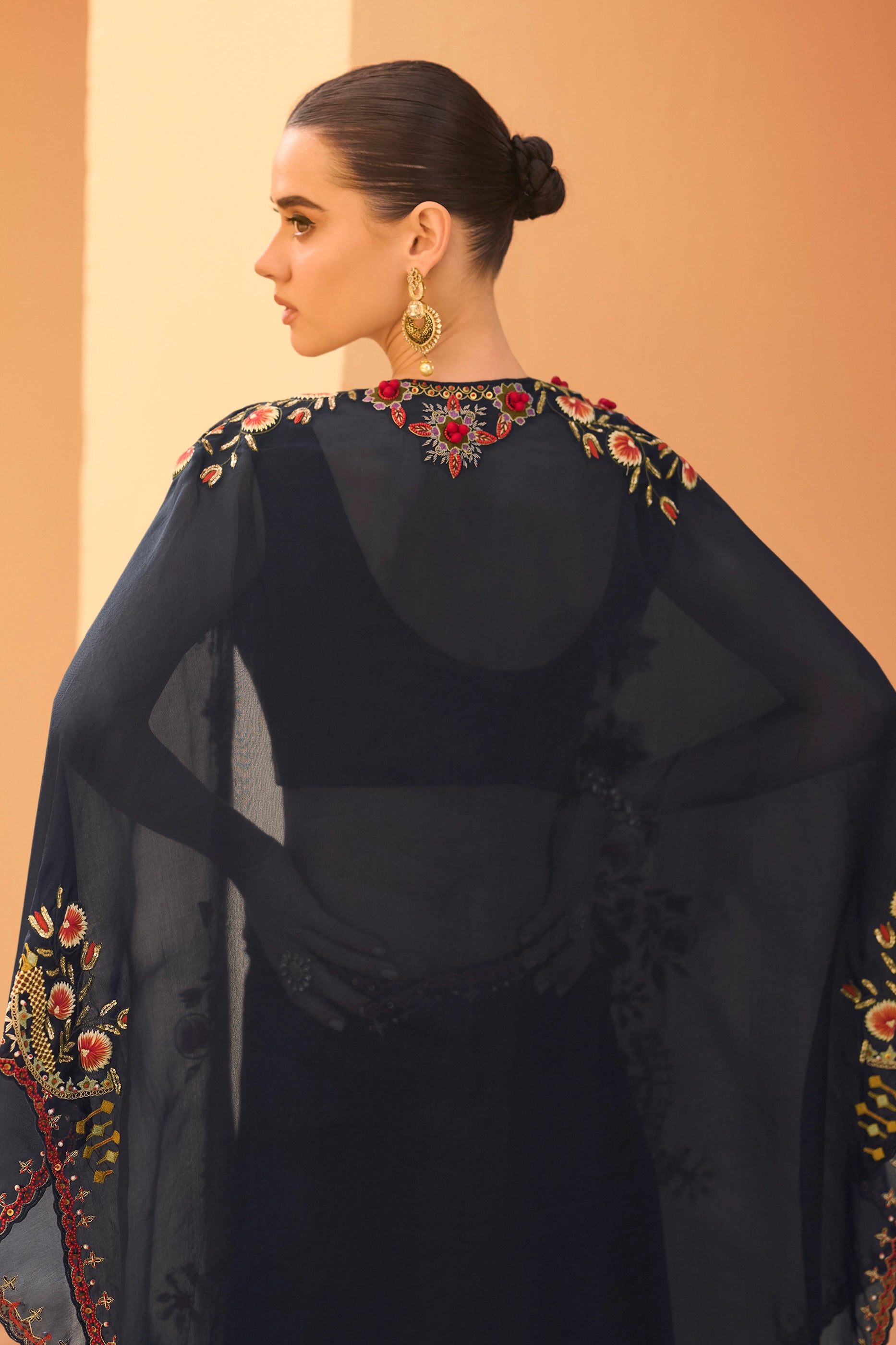 Navy Blue Readymade Chinon Palazzo Set-SAR10944_4_SareeButa.com