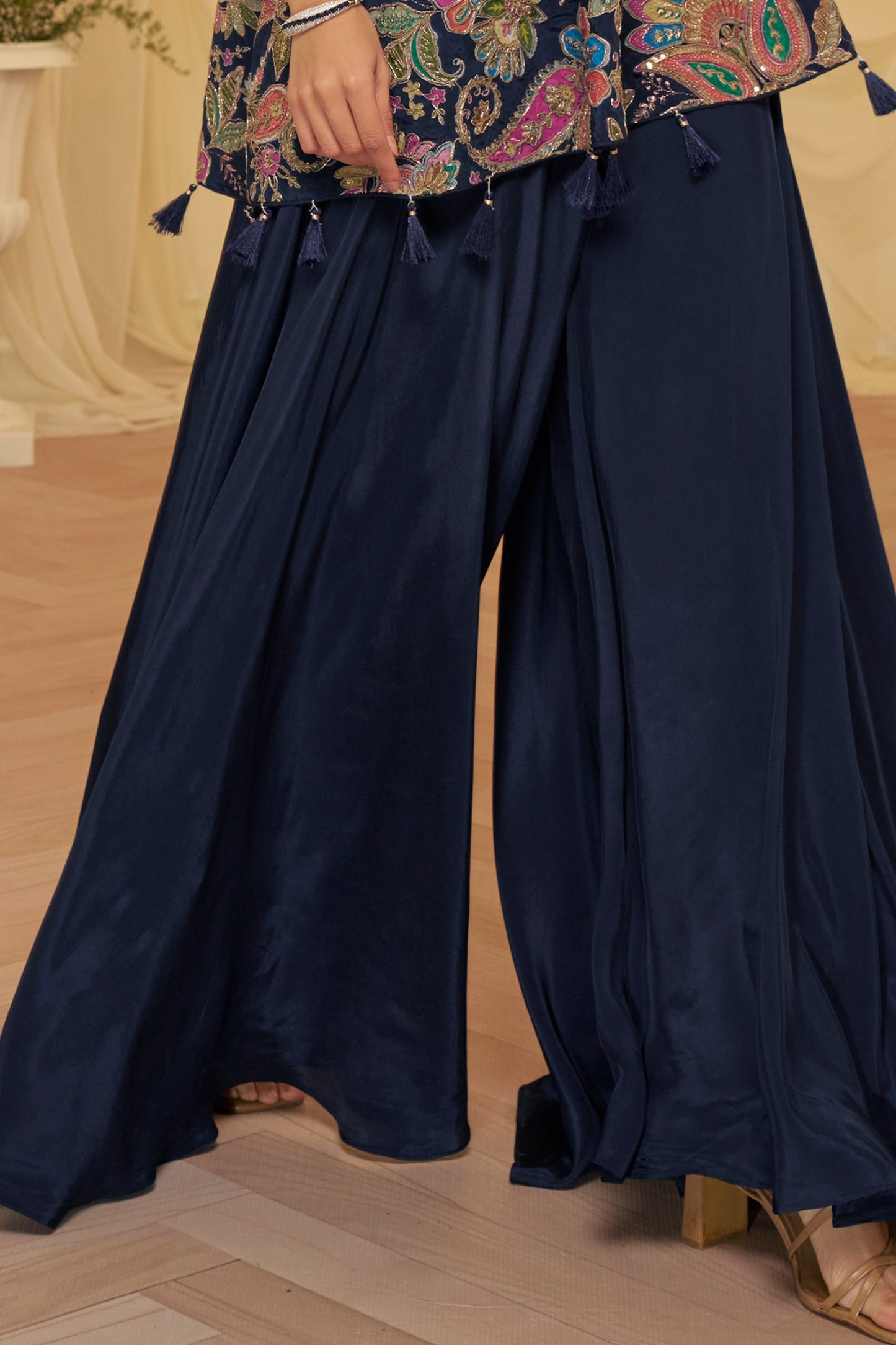 Navy Blue Readymade One Shoulder Palazzo Set-SAR12062_5_SareeButa.com