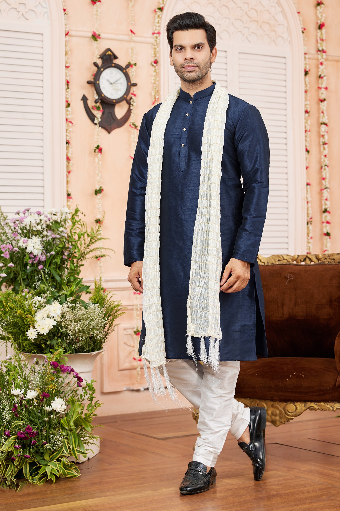 Navy Blue Silk Kurta Pajama-SAR11396_1_SareeButa.com