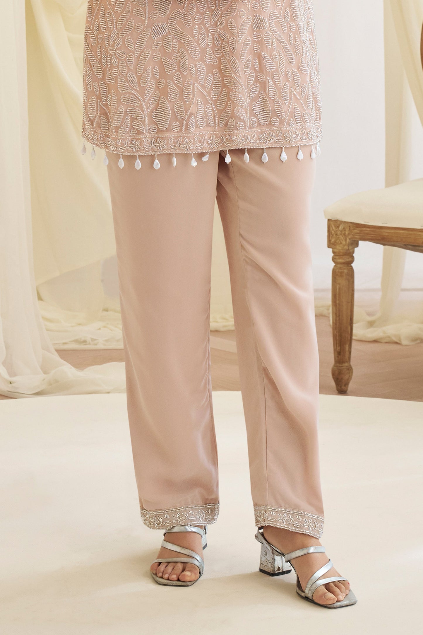 Nude Beige Readymade Bead Work Georgette Suit-SAR11528_5_SareeButa.com