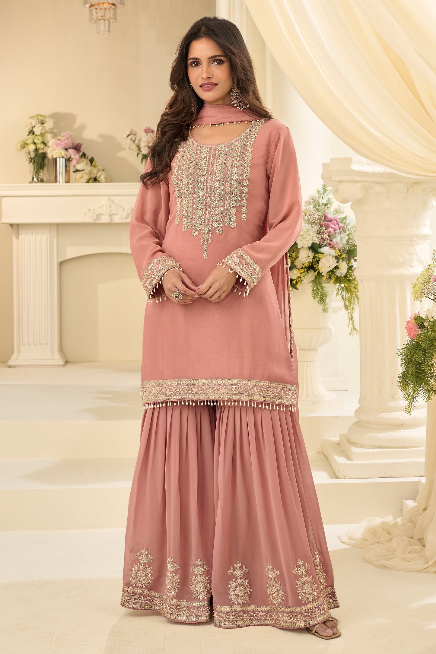 Nude Pink Readymade Georgette Sharara Suit-SAR12133_1_SareeButa.com