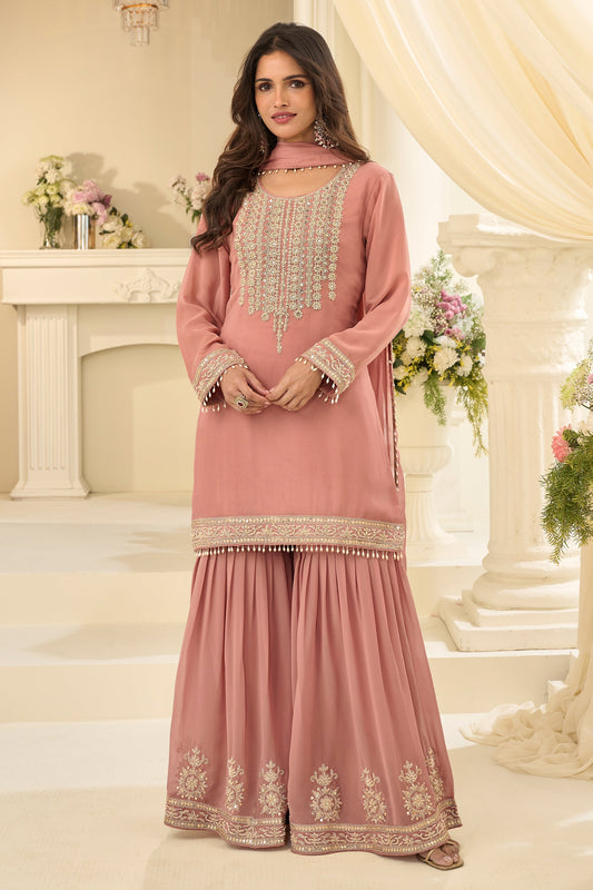 Nude Pink Readymade Georgette Sharara Suit-SAR12133_1_SareeButa.com