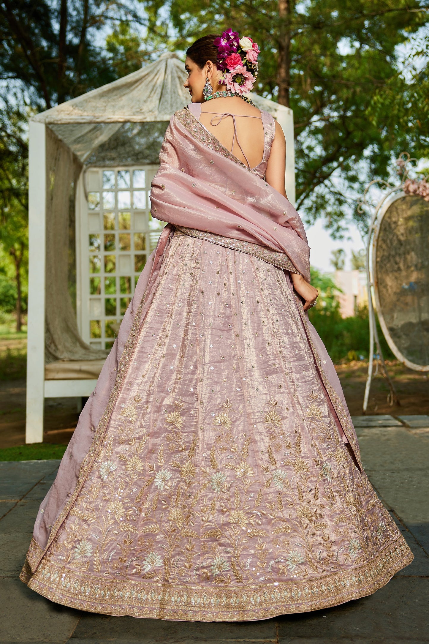Nude Pink Readymade Embroidered Tissue Silk Lehenga-SAR10072_3_SareeButa.com