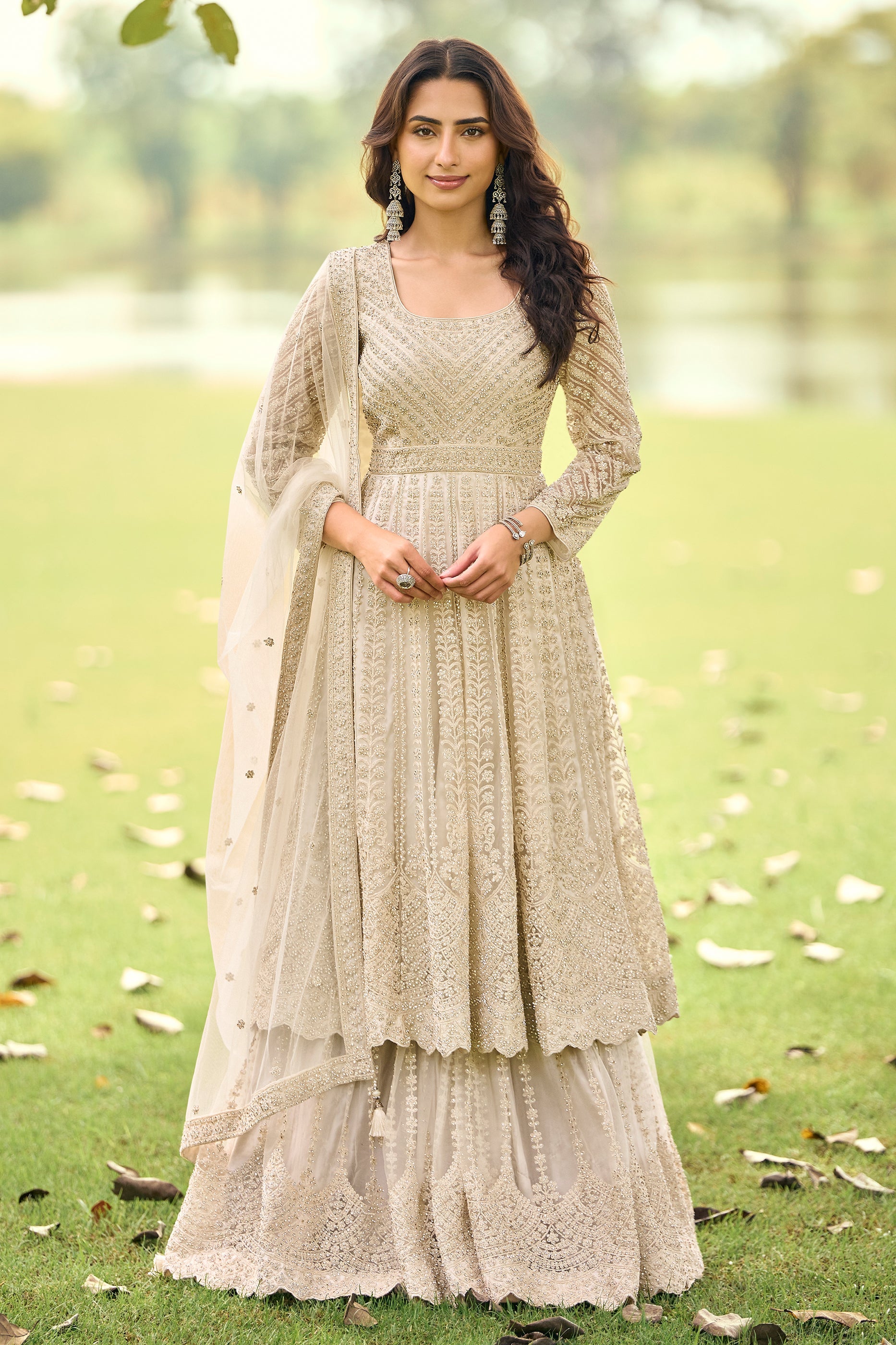Nude Readymade Embroidered Net Suit-SAR11660_1_SareeButa.com