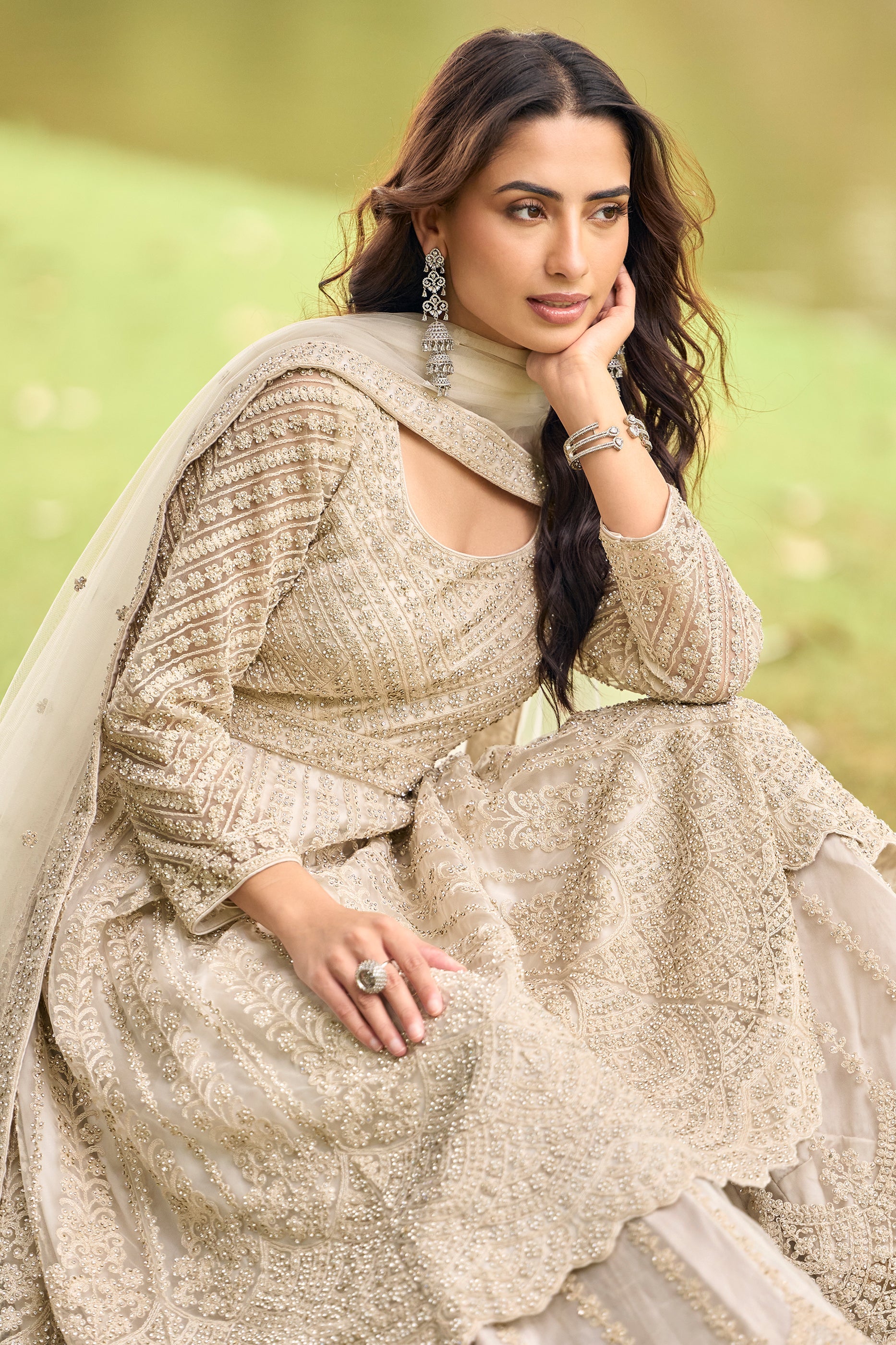 Nude Readymade Embroidered Net Suit-SAR11660_2_SareeButa.com