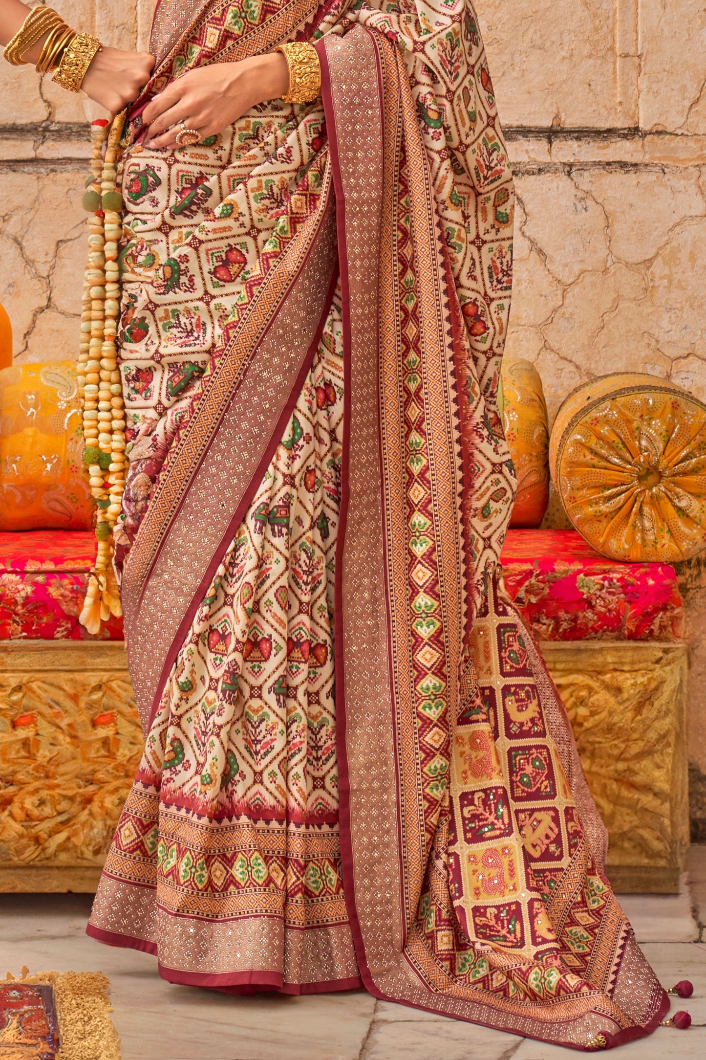 Off White Patola Saree With Stud Work-ZB133432_3_SareeButa.com