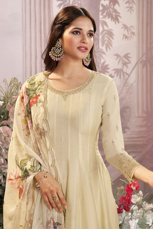 Off-White Readymade Silk Anarkali Suit-SS959_2_SareeButa.com