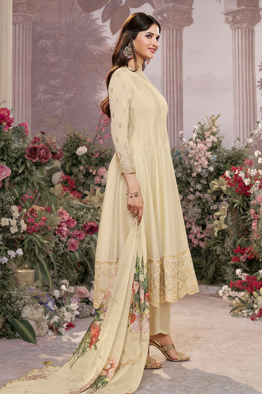 Off-White Readymade Silk Anarkali Suit-SS959_4_SareeButa.com