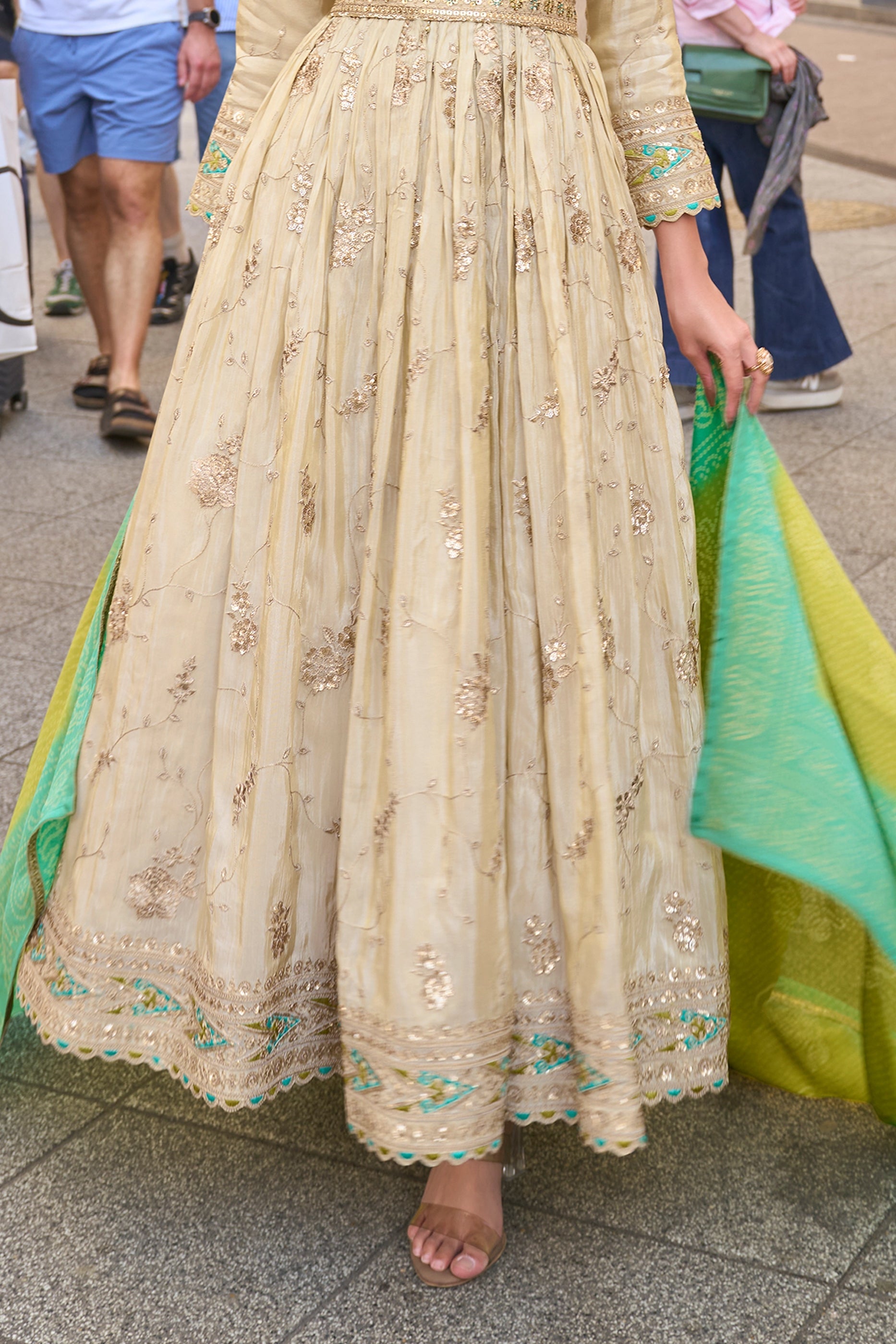 Off-White Readymade Simar Silk Gown With Dupatta-SAR11050_5_SareeButa.com