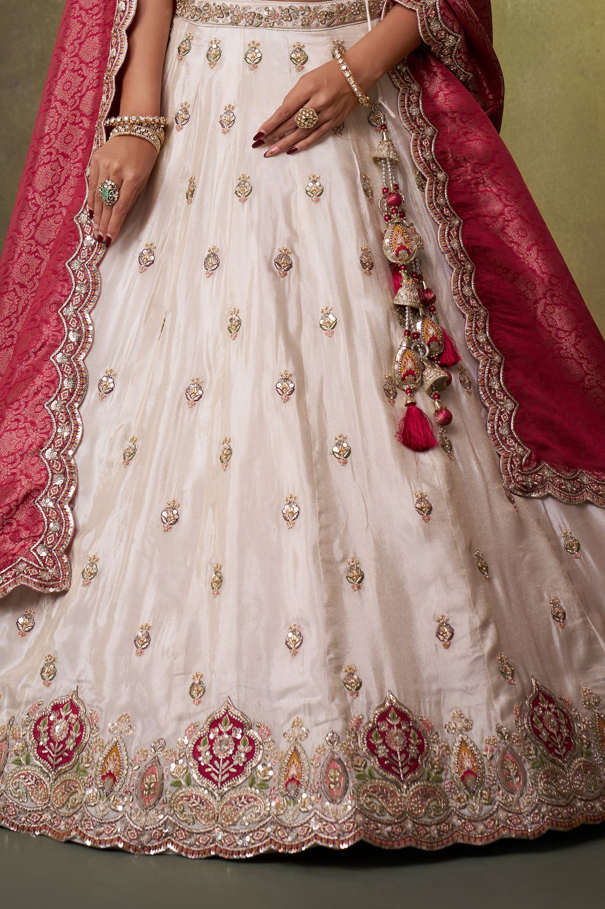 Off White And Pink Readymade Embroidered Tissue Lehenga-SAR12882_6_SareeButa.com