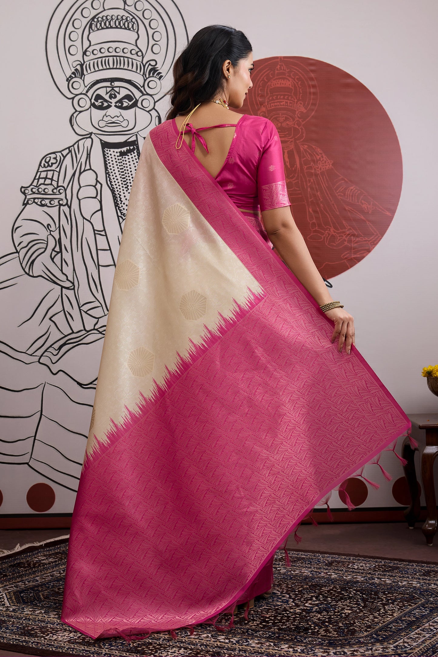 Off White And Pink Woven Silk Saree-SAR11847_4_SareeButa.com