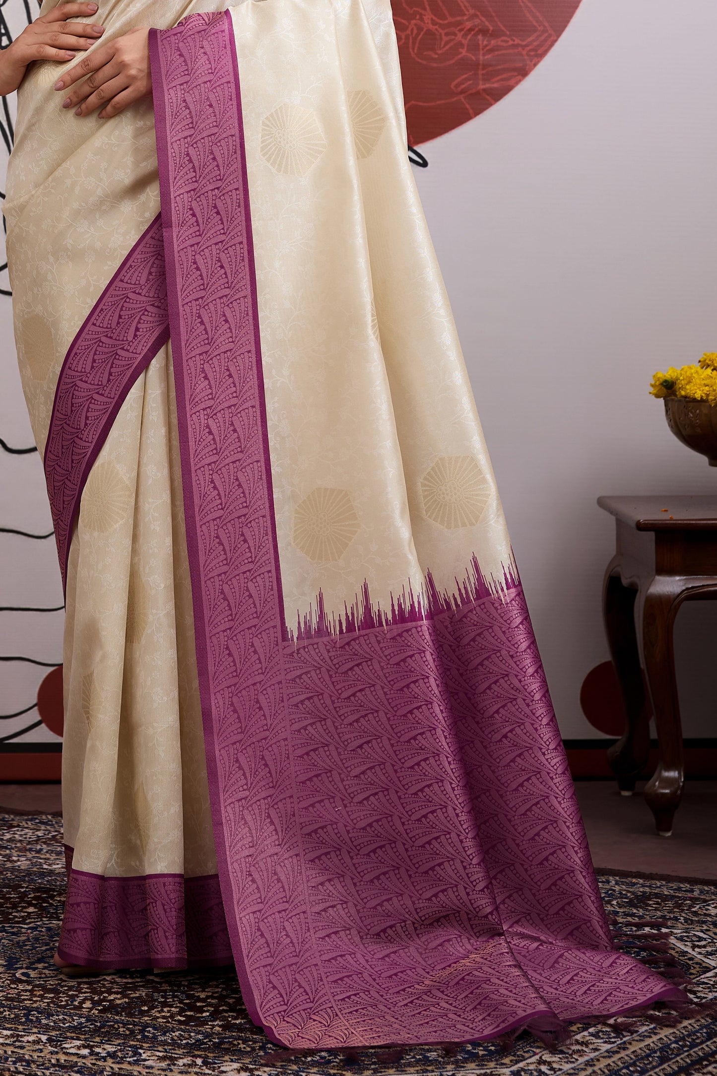 Off White And Purple Woven Silk Saree-SAR11843_5_SareeButa.com