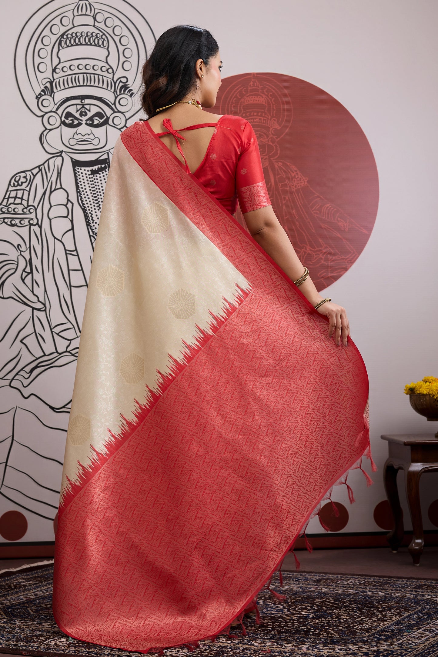 Off White And Red Woven Silk Saree-SAR11844_4_SareeButa.com