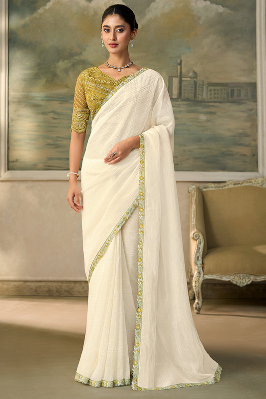 Off White Embroidered Chiffon Saree-SAR13177_1_SareeButa.com
