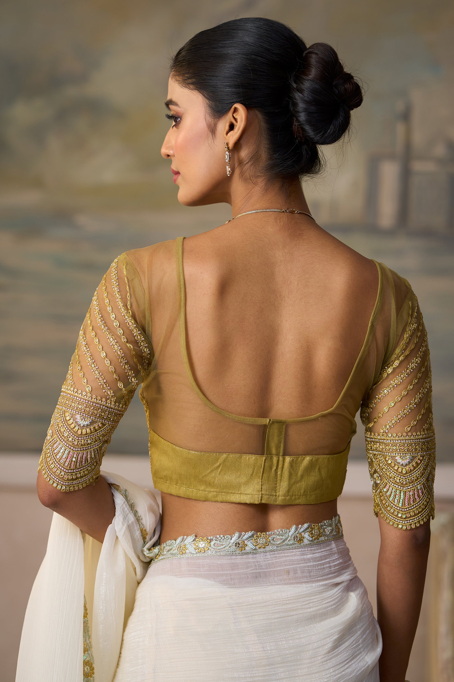 Off White Embroidered Chiffon Saree-SAR13177_4_SareeButa.com