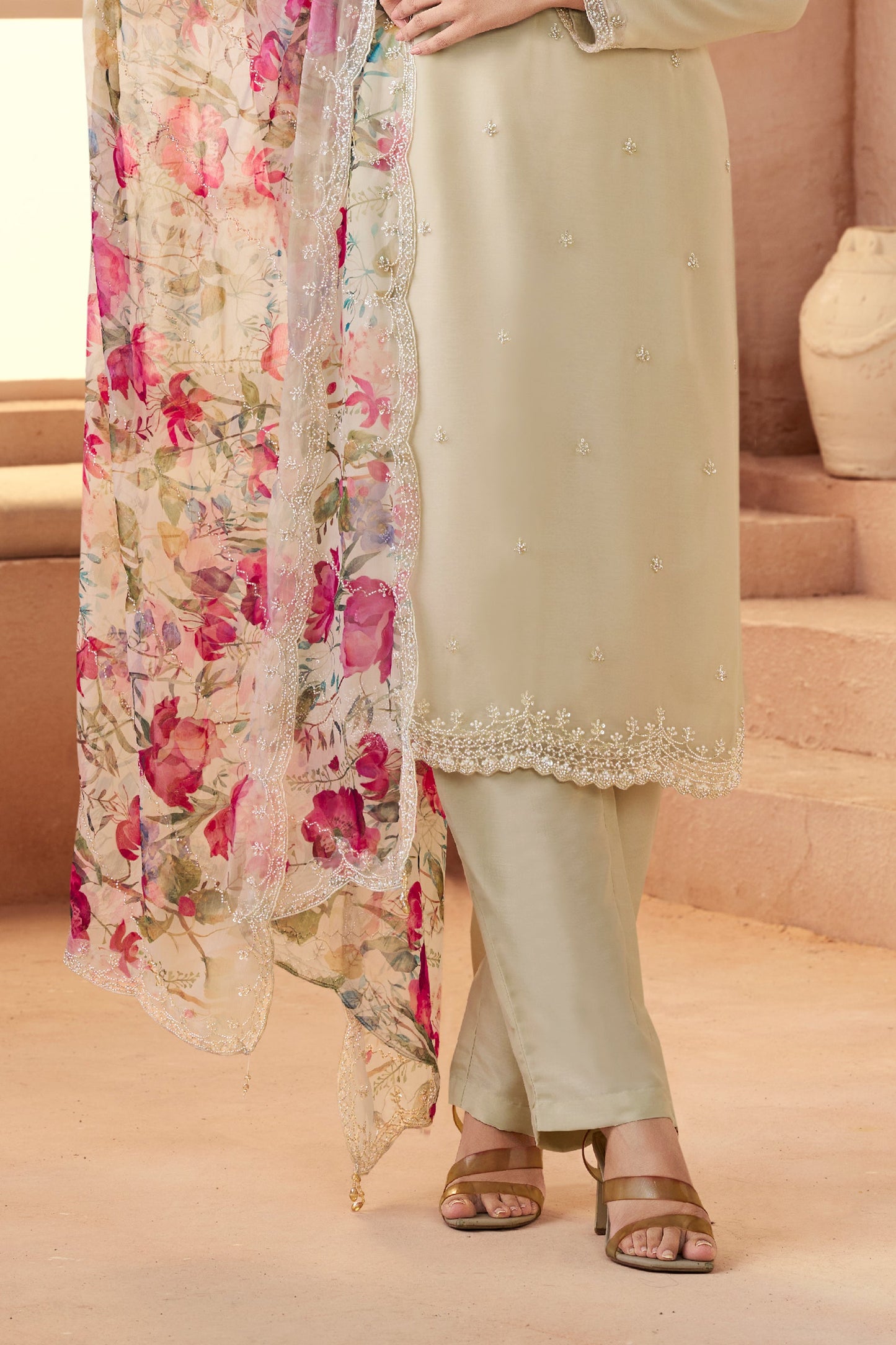Off White Embroidered Organza Chiffon Suit-SAR11504_4_SareeButa.com