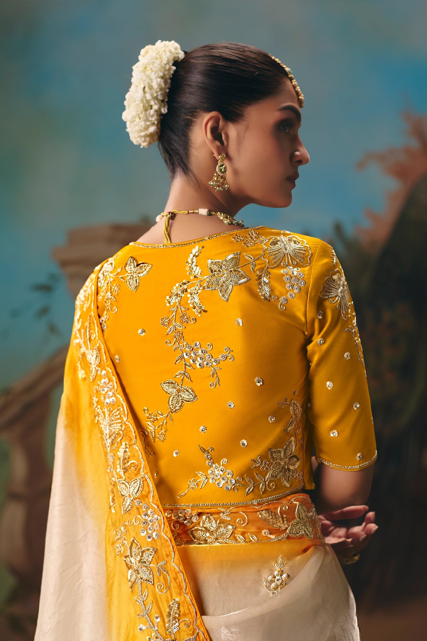 Off White Embroidered Organza Saree-SAR12026_3_SareeButa.com